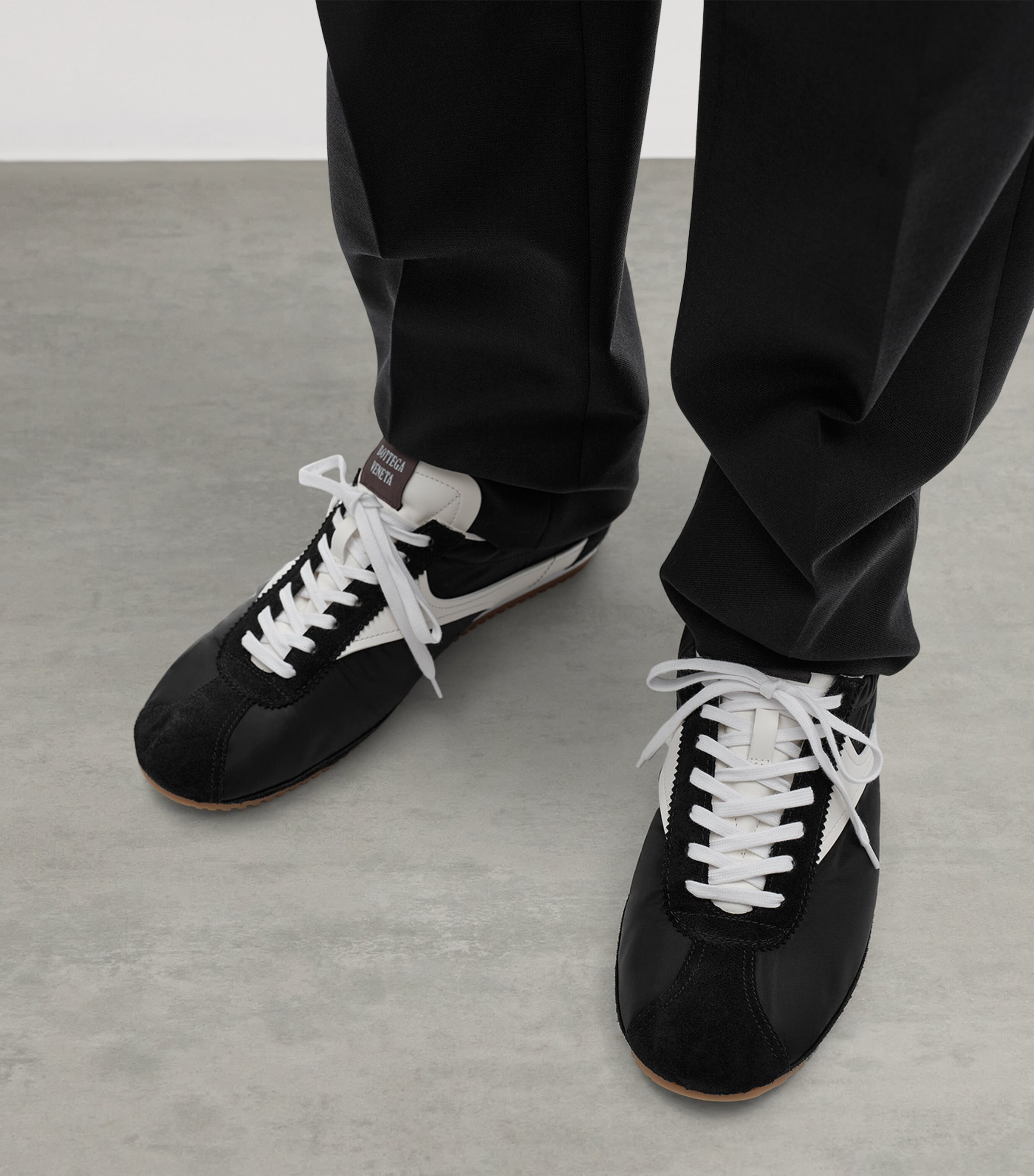 Bottega Veneta Black Suede-Nylon Shot Sneakers | Harrods US
