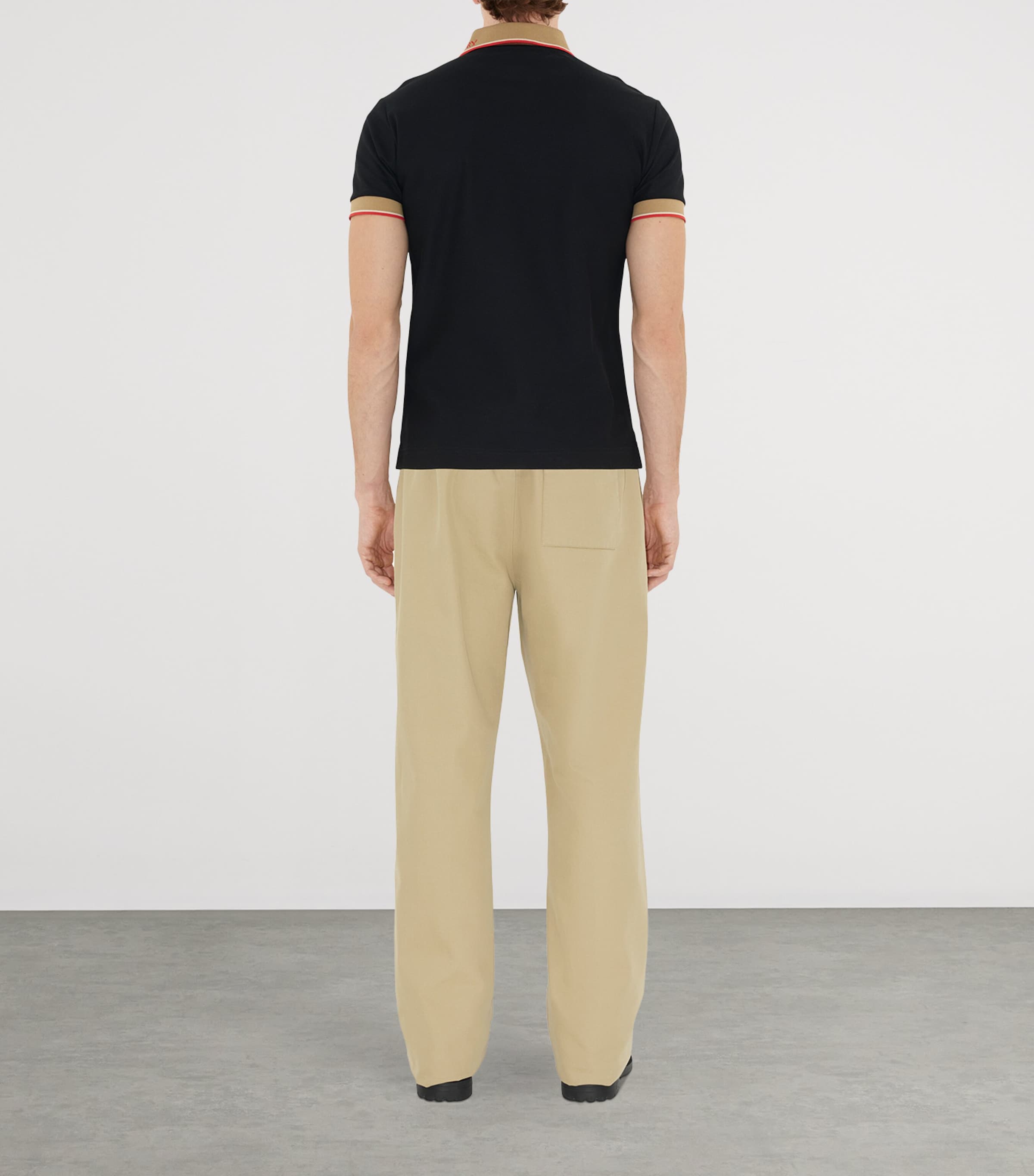 Cotton Logo-Collar Polo Shirt BLACK Image 4