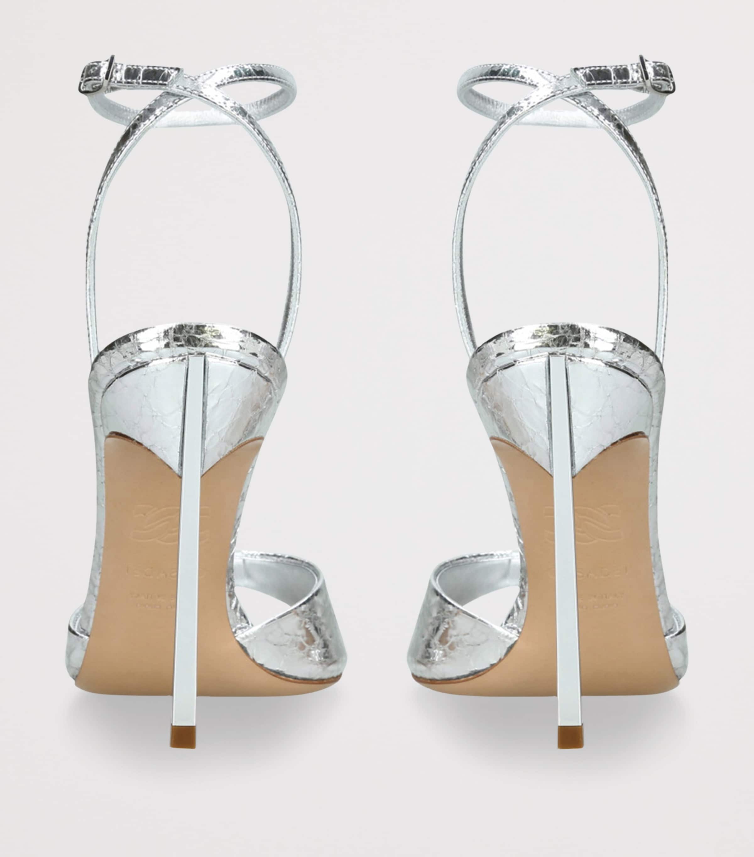 Metallic Leather Blade Heeled Sandals 100 SILVER Image 2