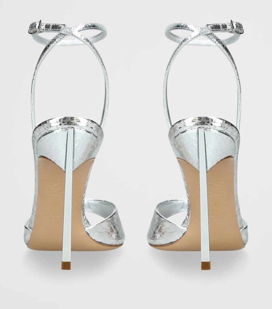 Metallic Leather Blade Heeled Sandals 100 SILVER Image 2