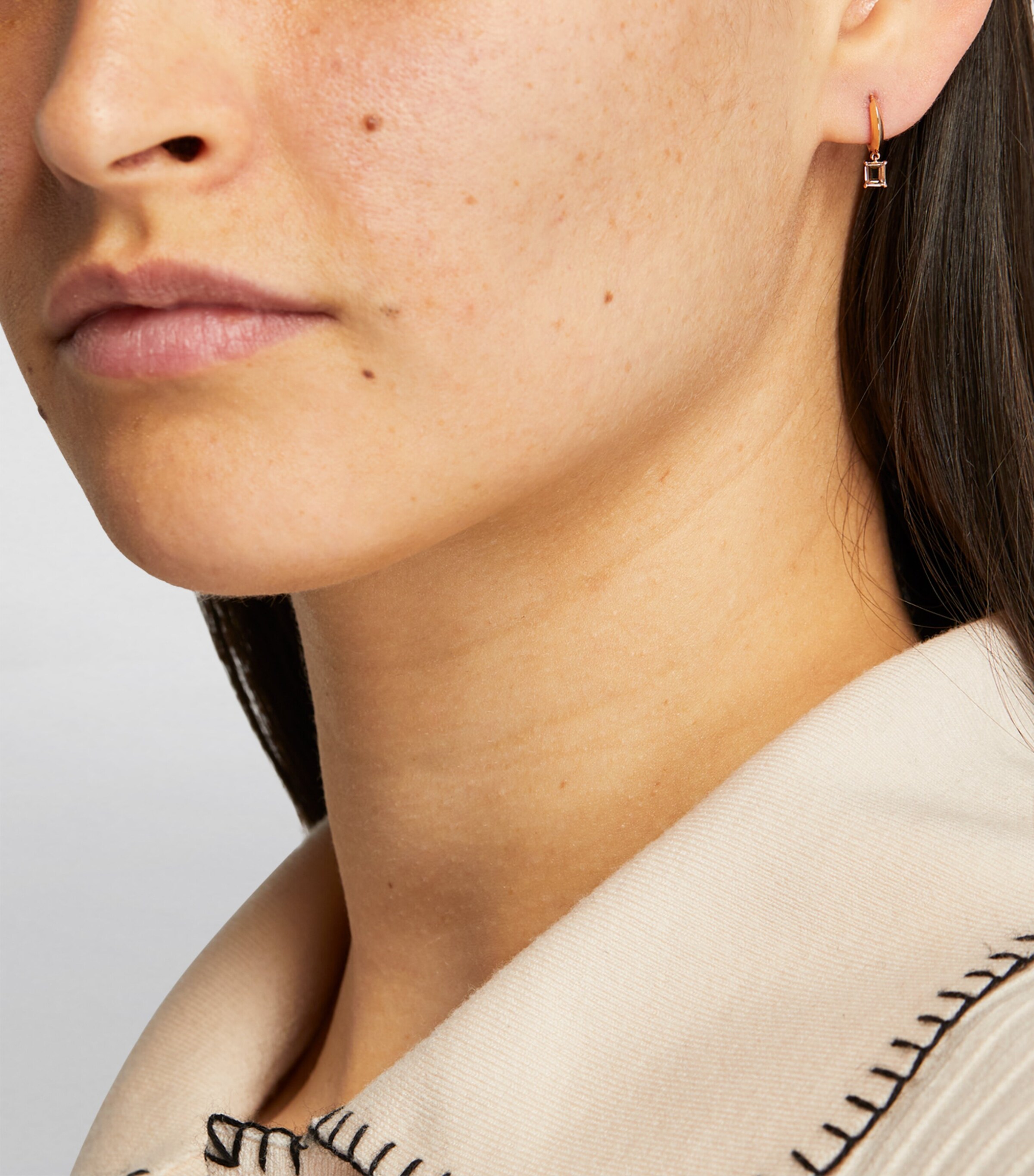 Eva Fehren Rose Gold and Diamond Prism Single Bevelled Hoop Earring Rose Gold Image 4
