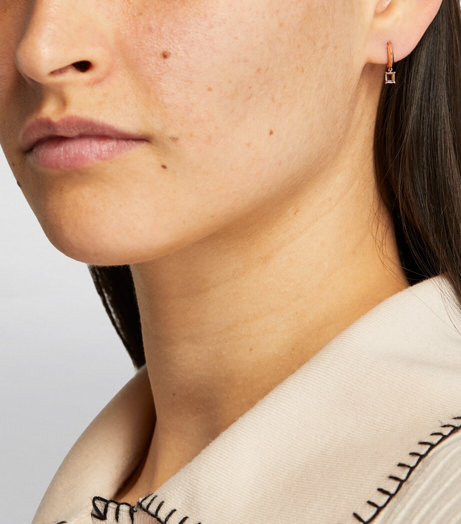 Eva Fehren Rose Gold and Diamond Prism Single Bevelled Hoop Earring Rose Gold Image 4