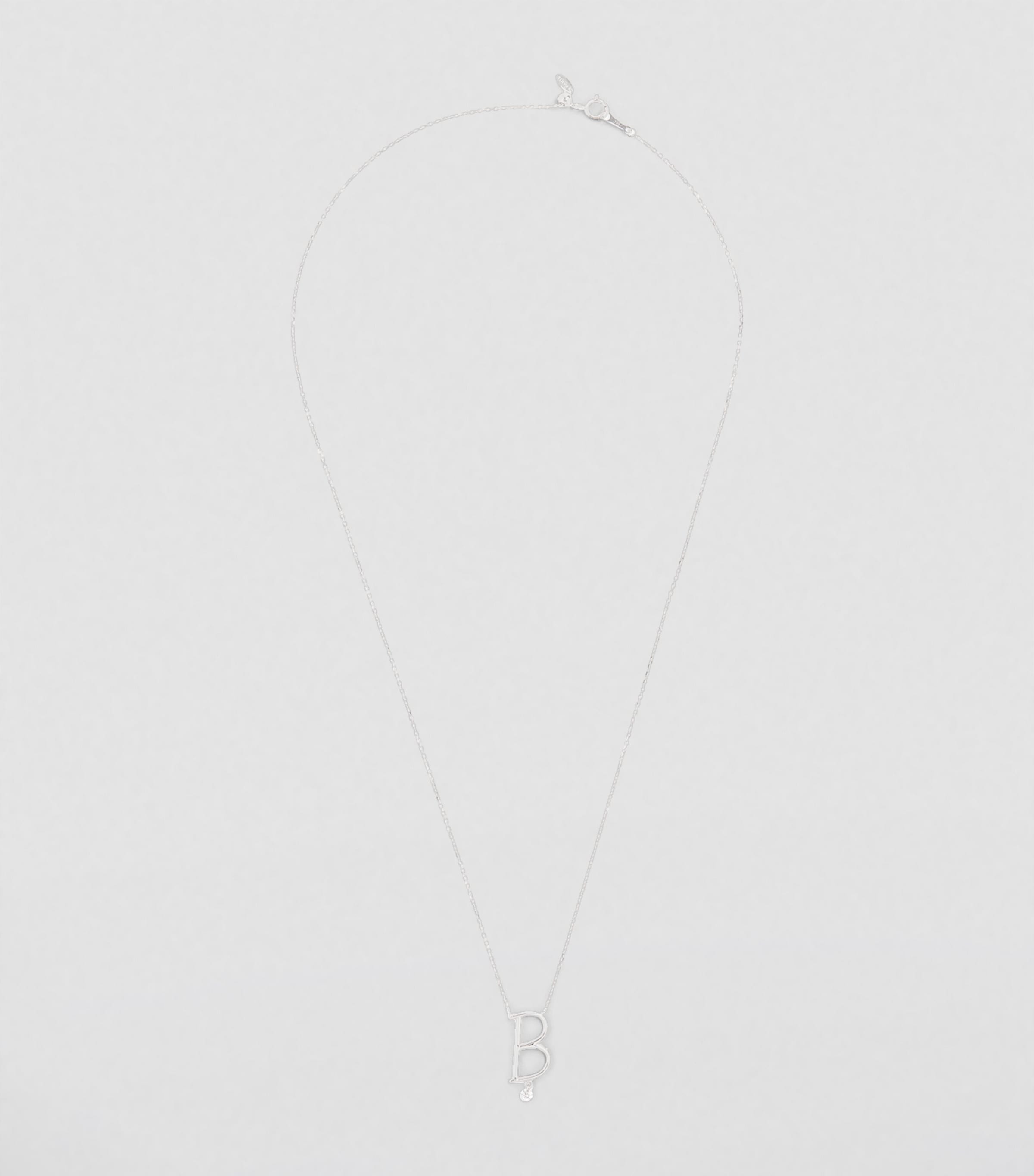 White Gold and Diamond Alphabet Necklace WHITE GOLD Image 2