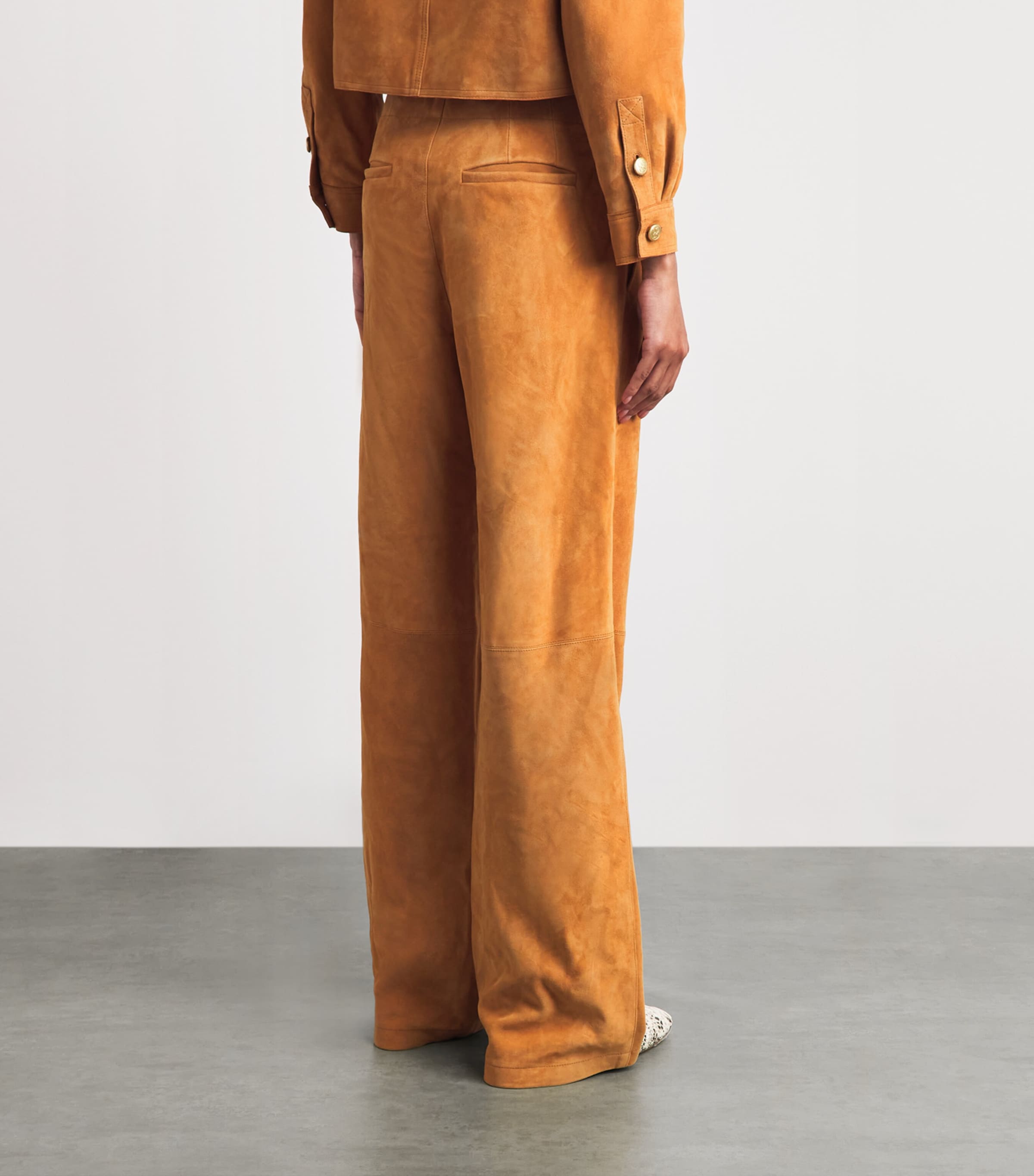 Ulla Johnson Womens Suede Freja Straight Trousers Cognac Image 5