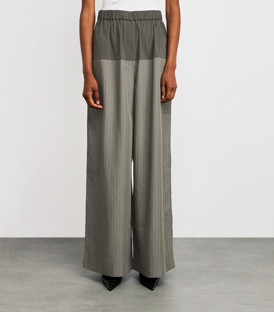 Pinstripe Wide-Leg Trousers KHAKI PINSTRIPE Image 3