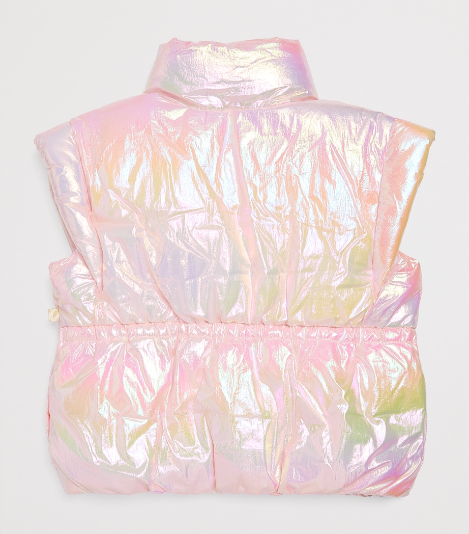Metallic Sleeveless Puffer Jacket (8-12 Years) PEACH Image 2