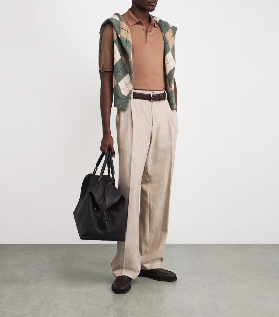 Cotton Polo-Collar Sweater BROWN Image 2