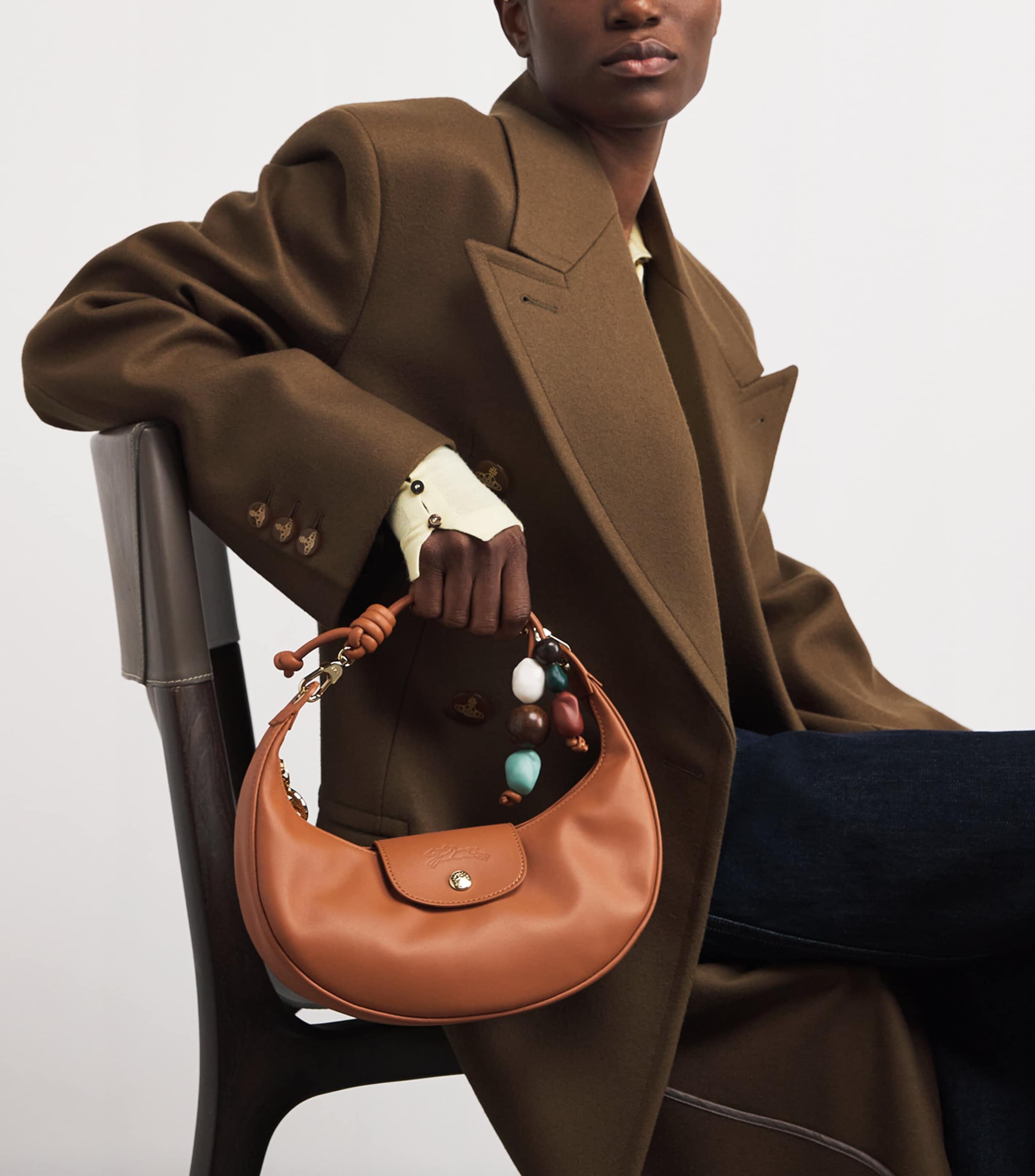 Longchamp Medium Leather Le Pliage Xtra Shoulder Bag Cashew Image 2