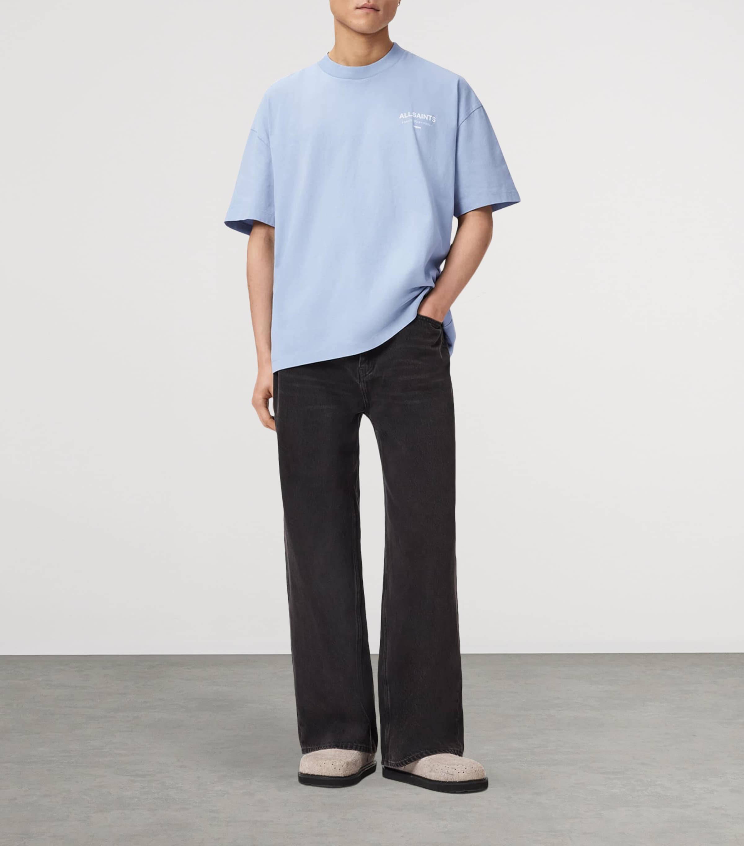 AllSaints Mens Organic Cotton Underground T-Shirt Villa Blue Image 2
