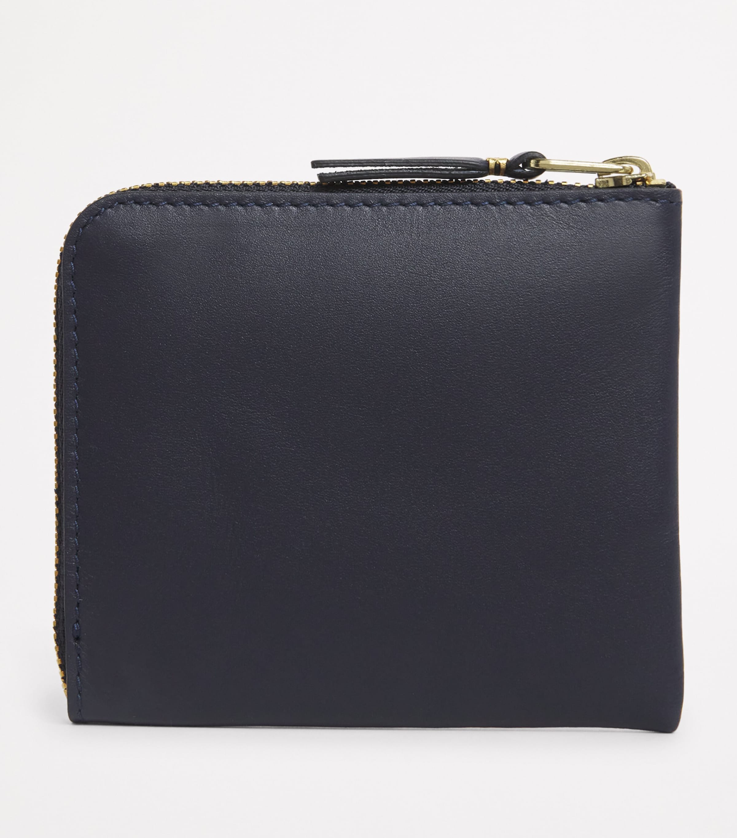Leather Zipped Pouch NAVY Image 2