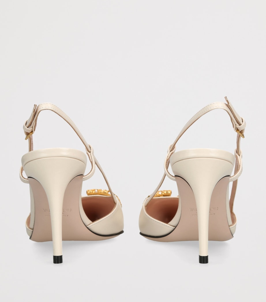 Leather VLogo Slingback Pumps 80 BONE Image 2