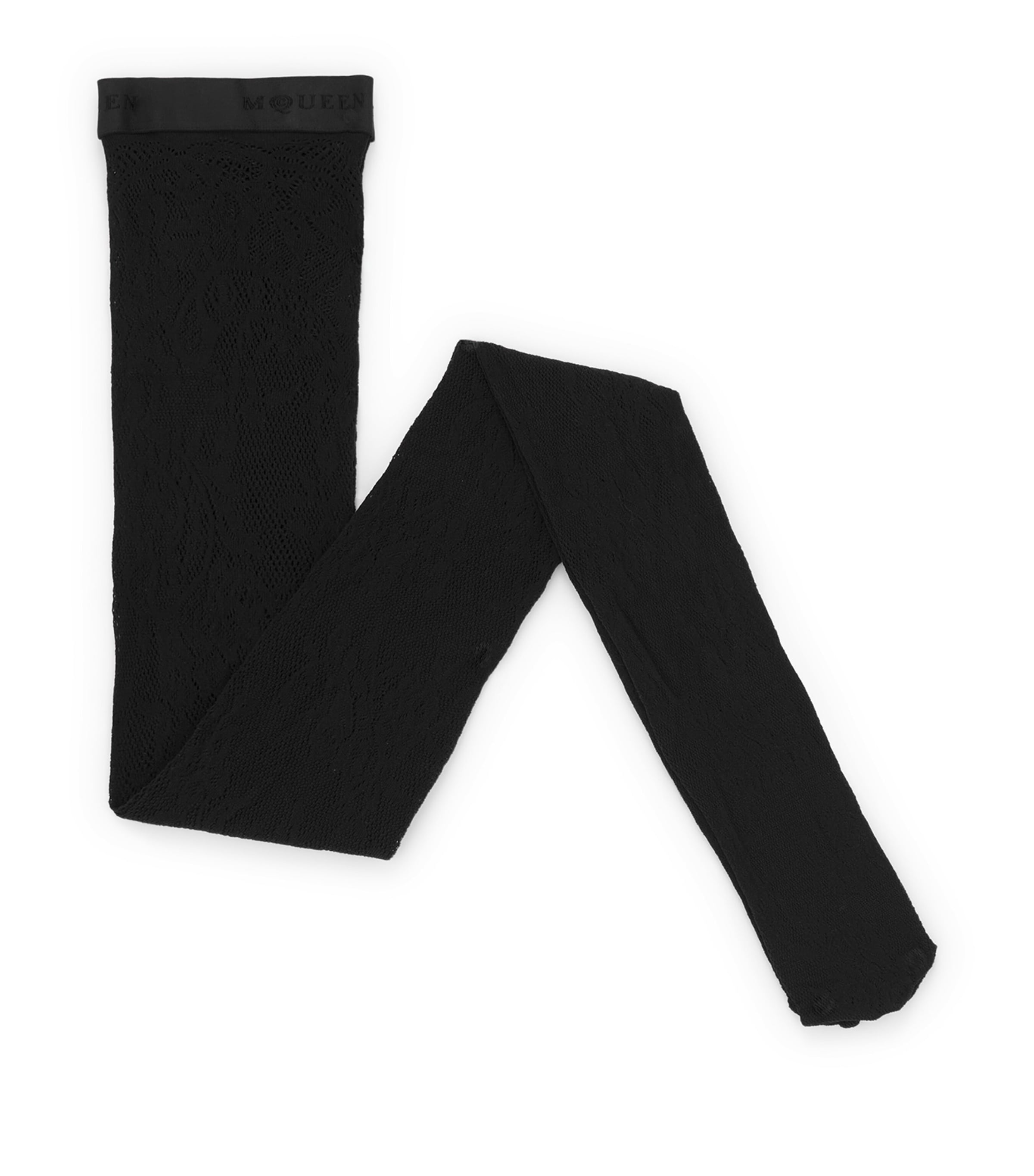 Alexander Mcqueen Lace Floral Tights In Black