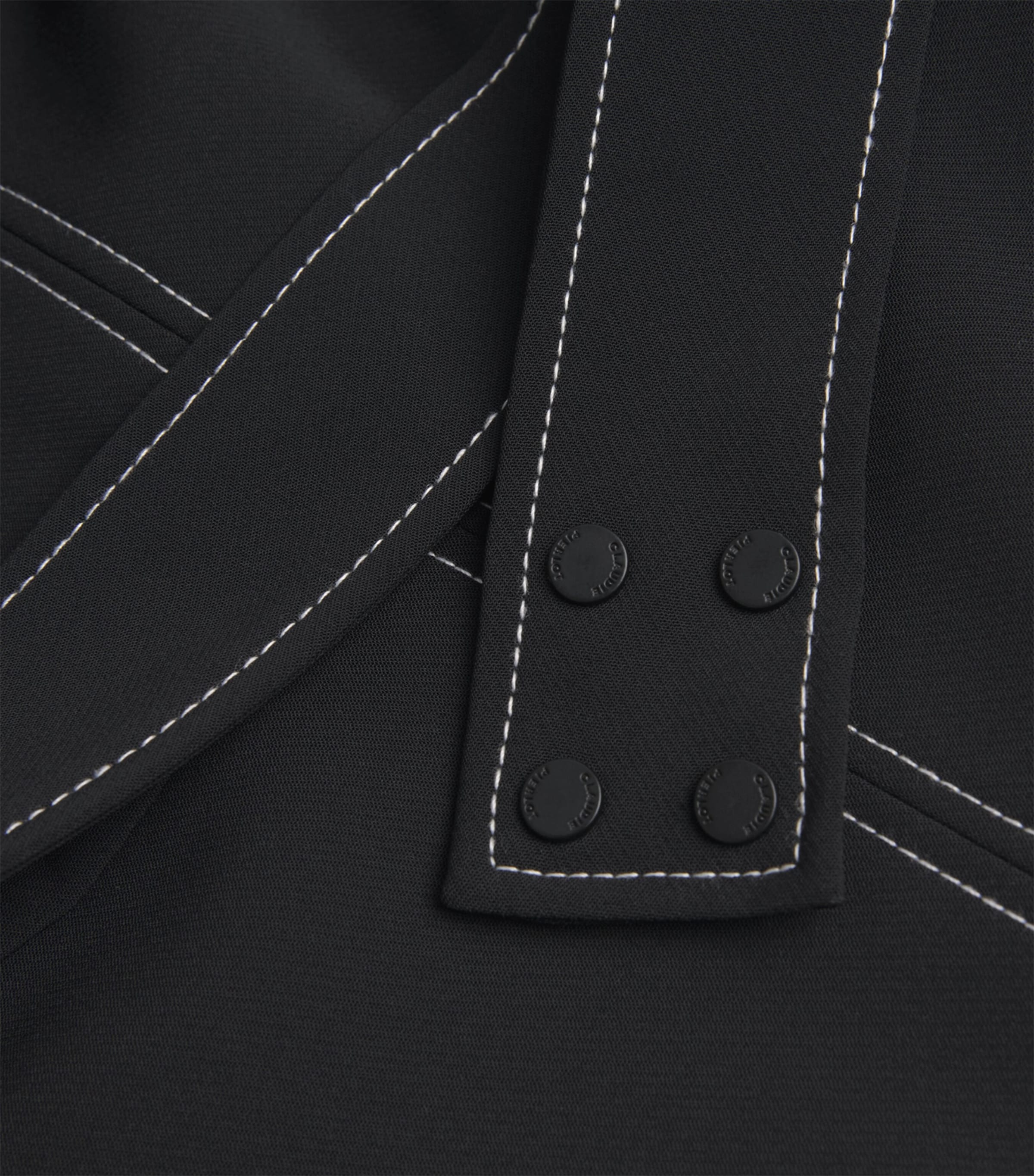 Belted Ruffle-Collar Mini Dress BLACK Image 5