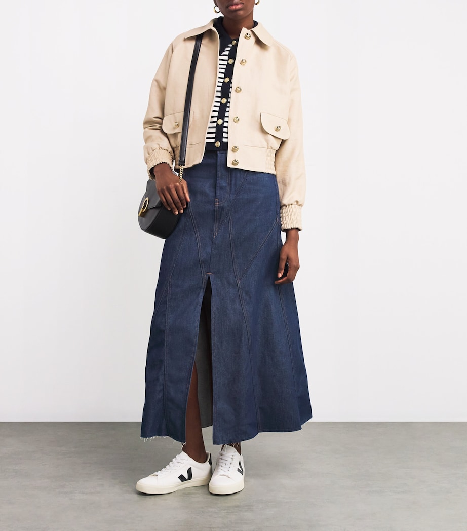 Denim Midi Skirt NAVY Image 2
