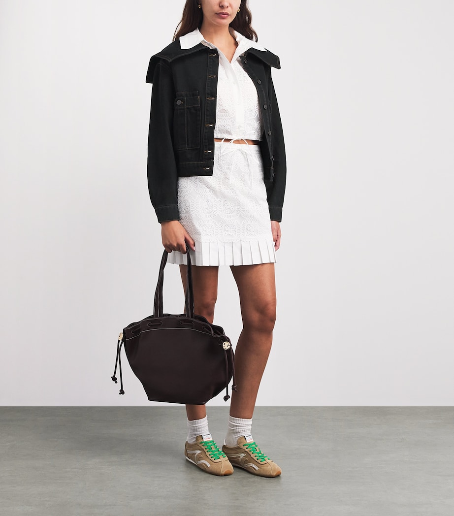 Claudie Pierlot Womens Contrast-Stitch Denim Jacket Black Image 2