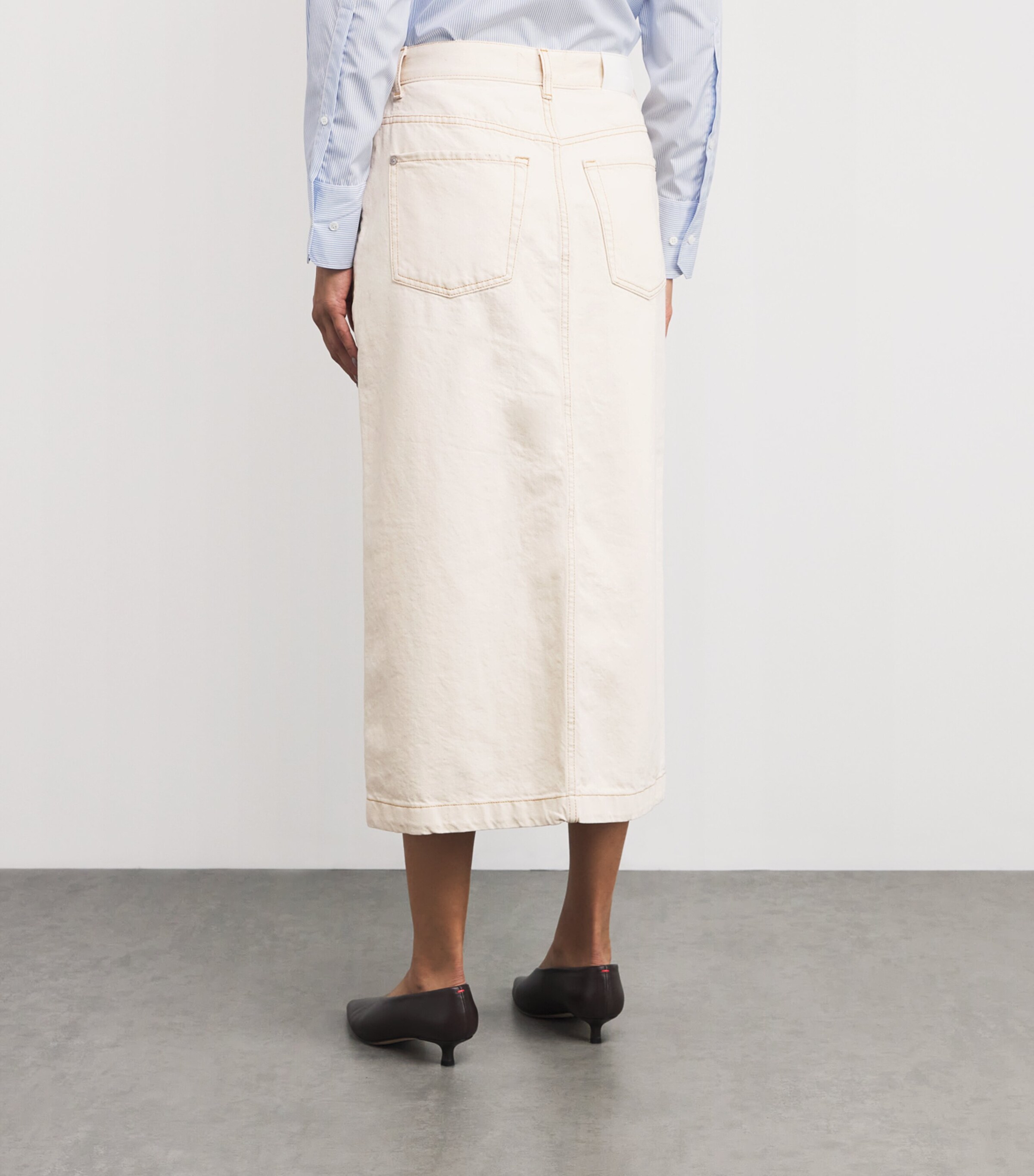 7 For All Mankind Womens Denim Midi Skirt Solitary Star Image 4