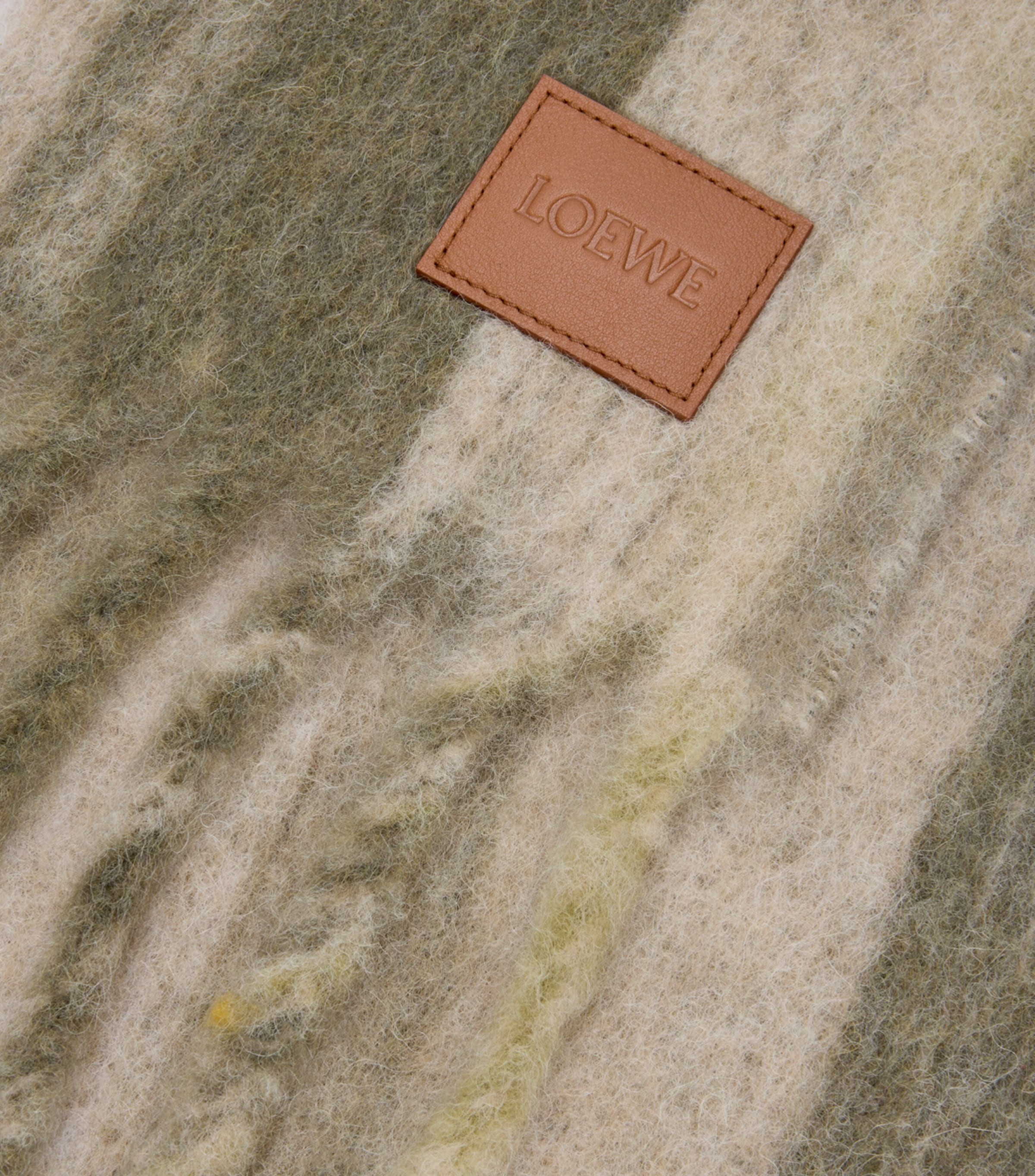 Alpaca-Wool-Blend Jacquard Stripe Scarf SOFT WHITE Image 3