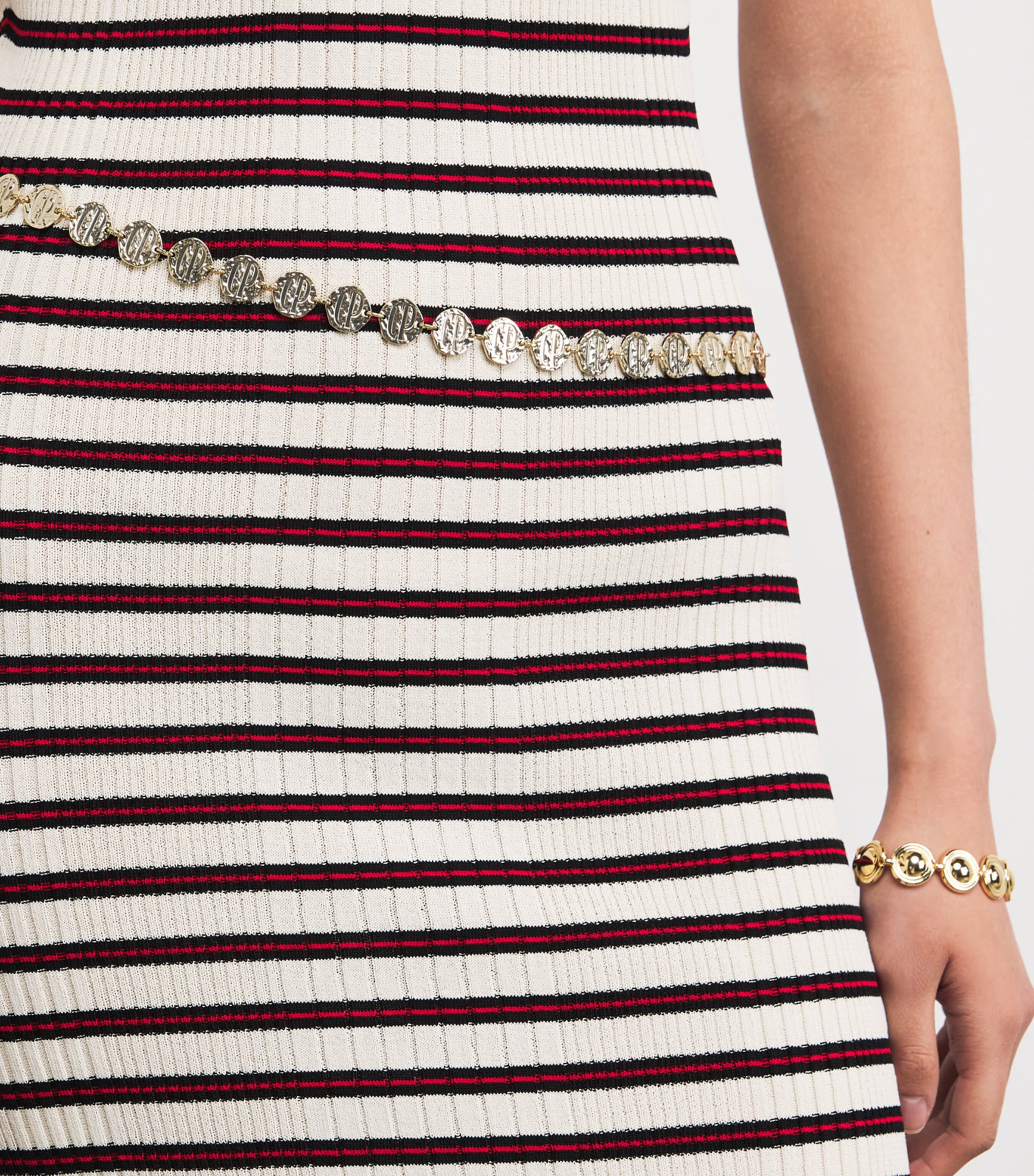 Claudie Pierlot Logo Embossed Chain Belt Gold Image 3