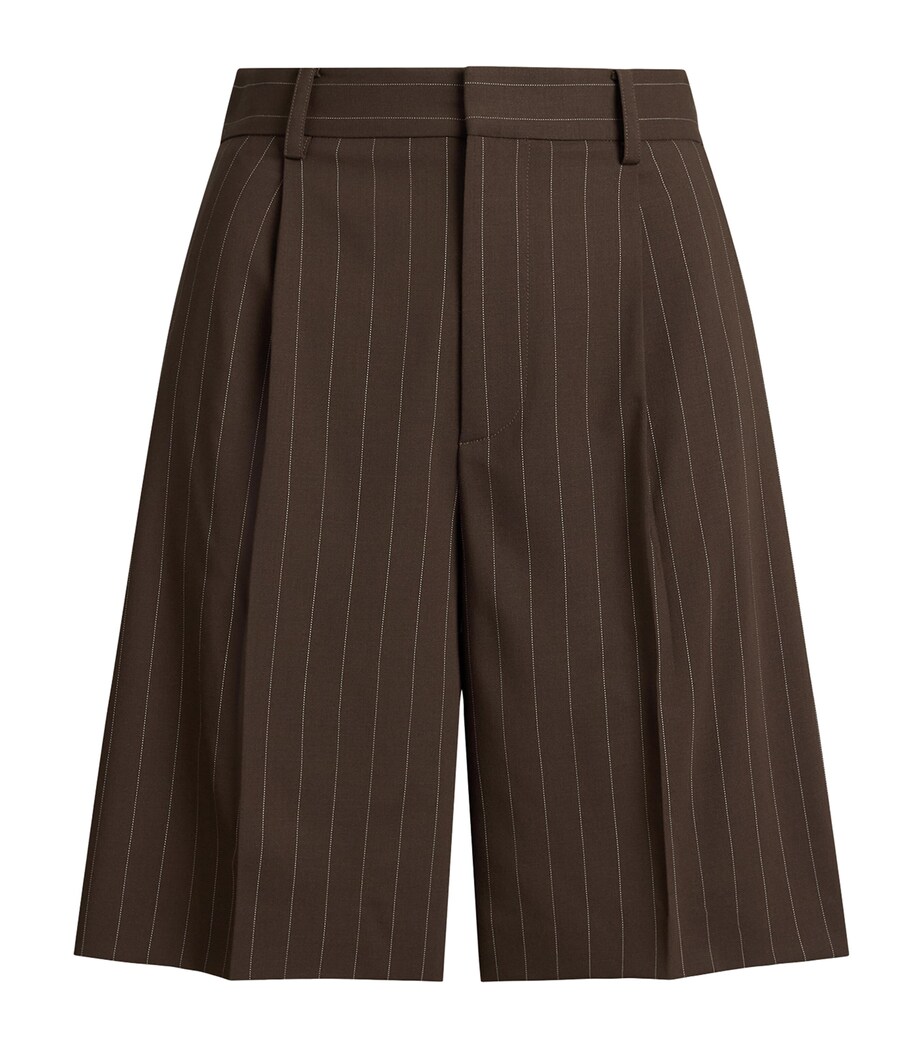 Ralph Lauren Collection Womens Wool Stripe Tailored Shorts Sycamore/cream Image 1
