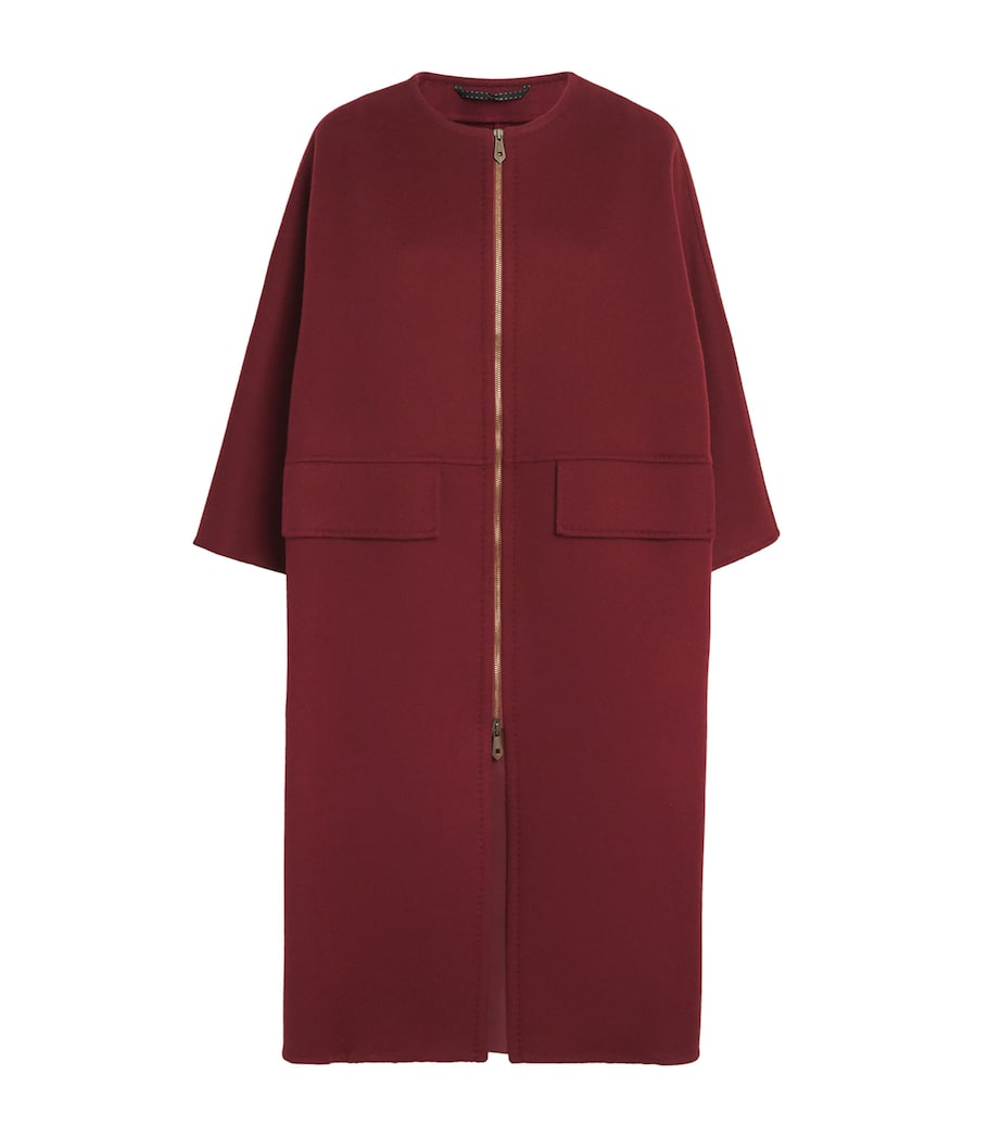 Cashmere Cape Coat DARK RED Image 1