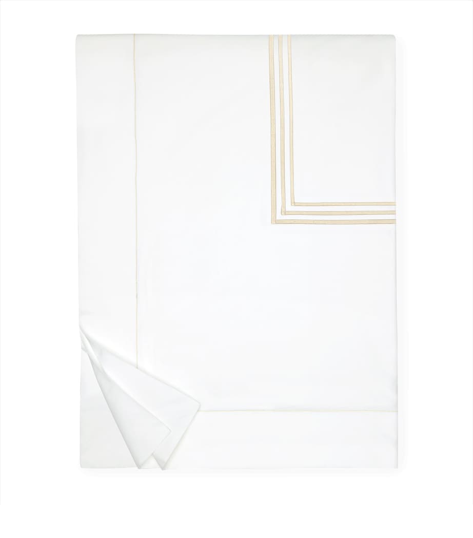 Cotton Tre Righ Super King Duvet Cover (260cm x 220cm) WHITE/BEIGE Image 1