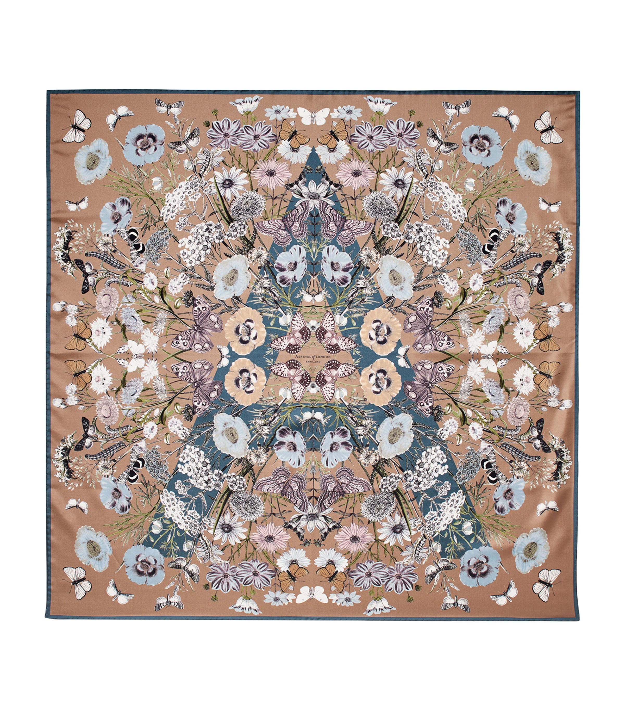 Aspinal Of London Botanical Silk Scarf In Nude