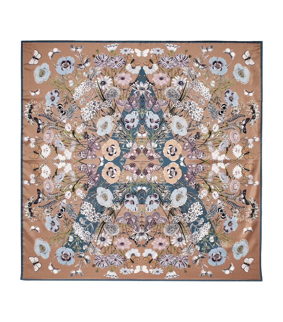 Silk Printed Square Scarf LATTE Image 1