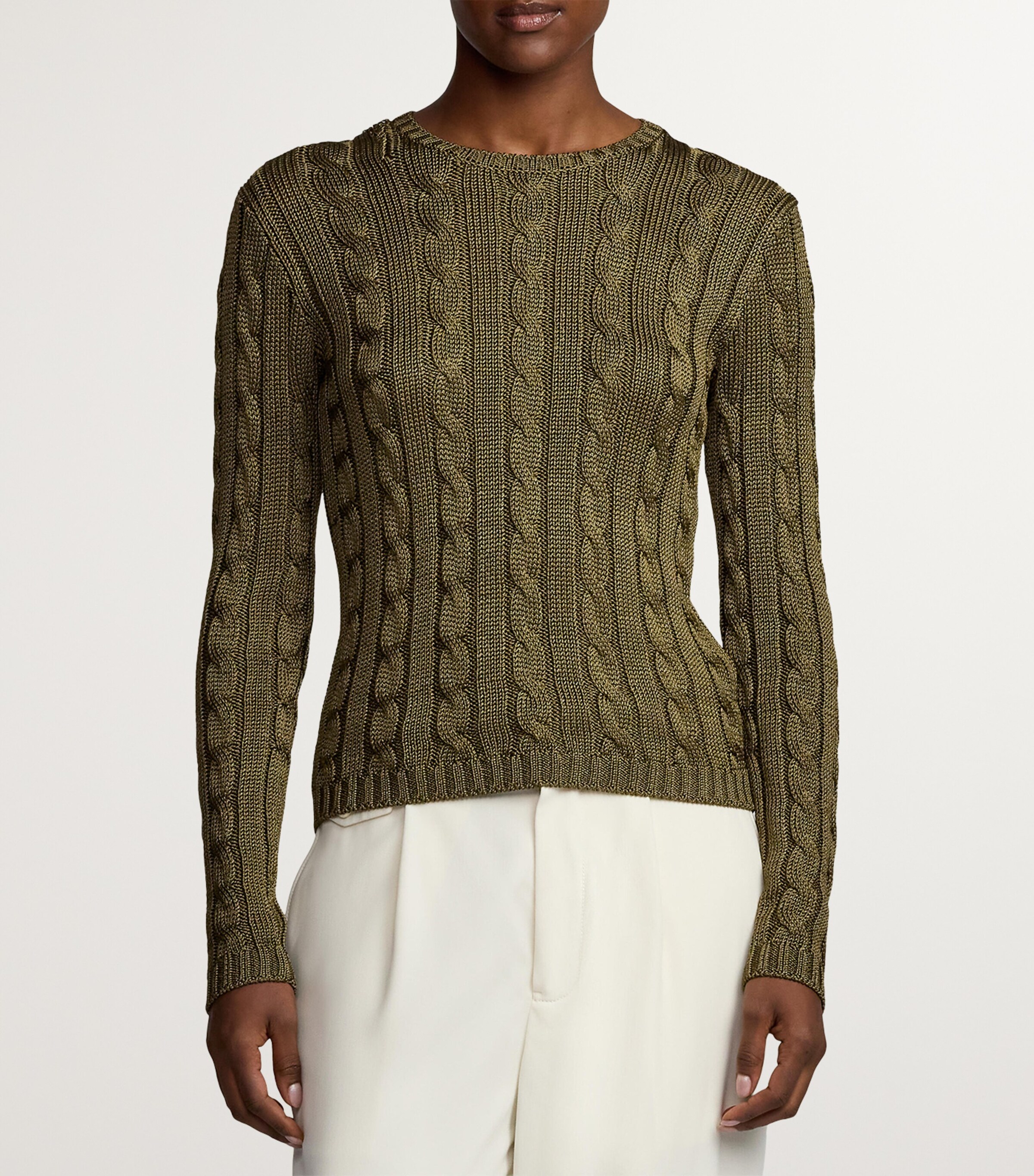 Silk Cable-Knit Sweater MOSS Image 2