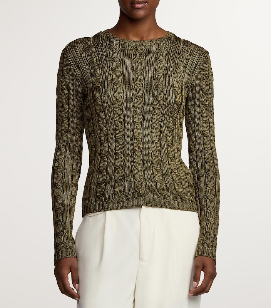 Silk Cable-Knit Sweater MOSS Image 2