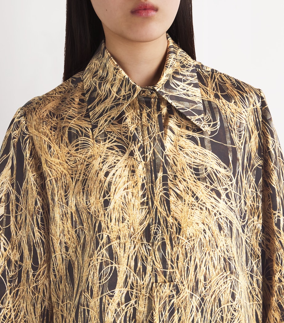 Roksanda Womens Silk Juniper Shirt Feather Scan Gold Image 6