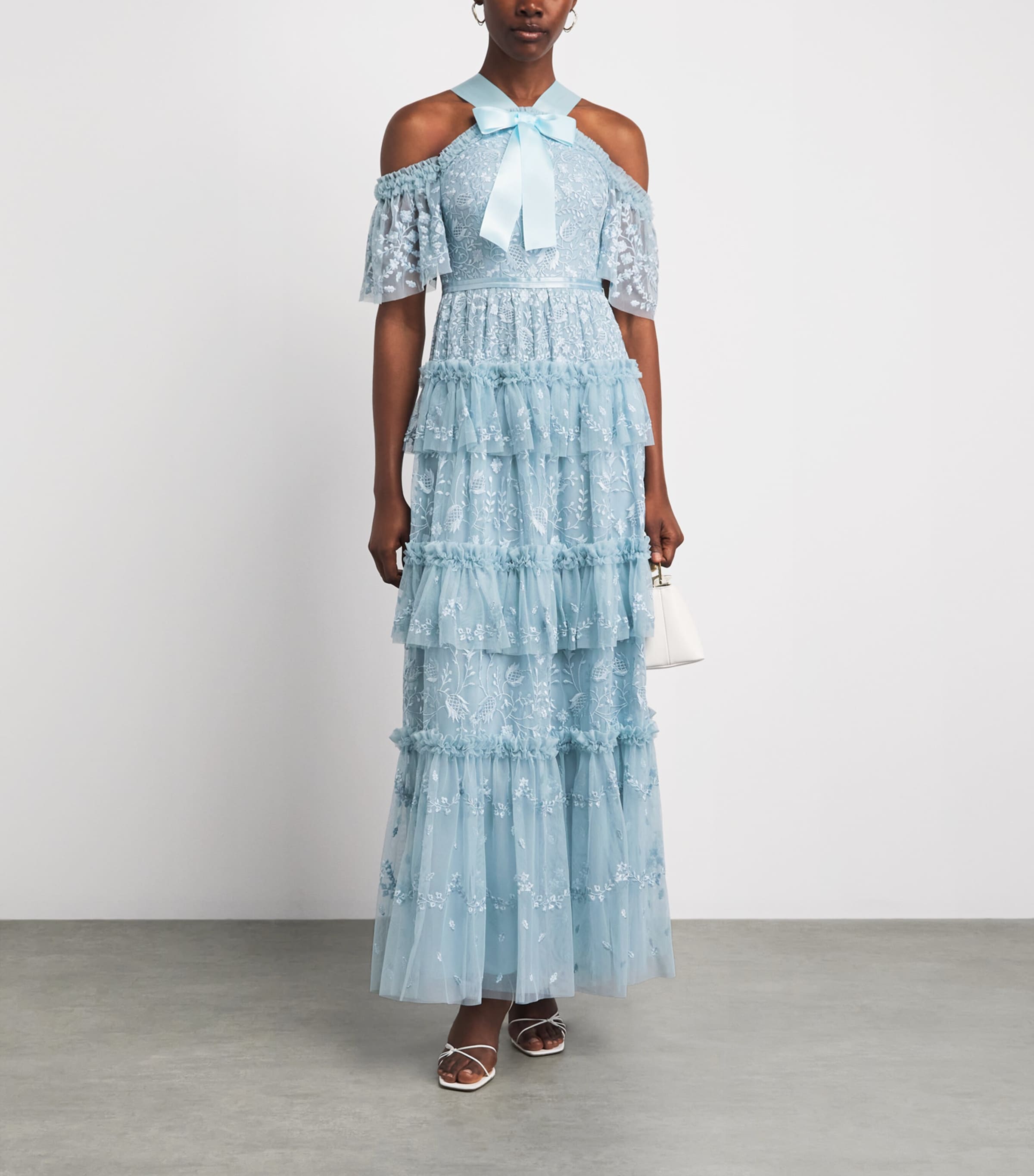 Needle & Thread Womens Tulle Embroidered Primrose Gown Aqa Aqua Image 2