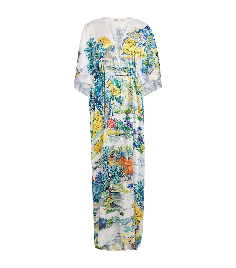Satin Tie-Waist Taormina Kaftan AVIEMORE WATER Image 1