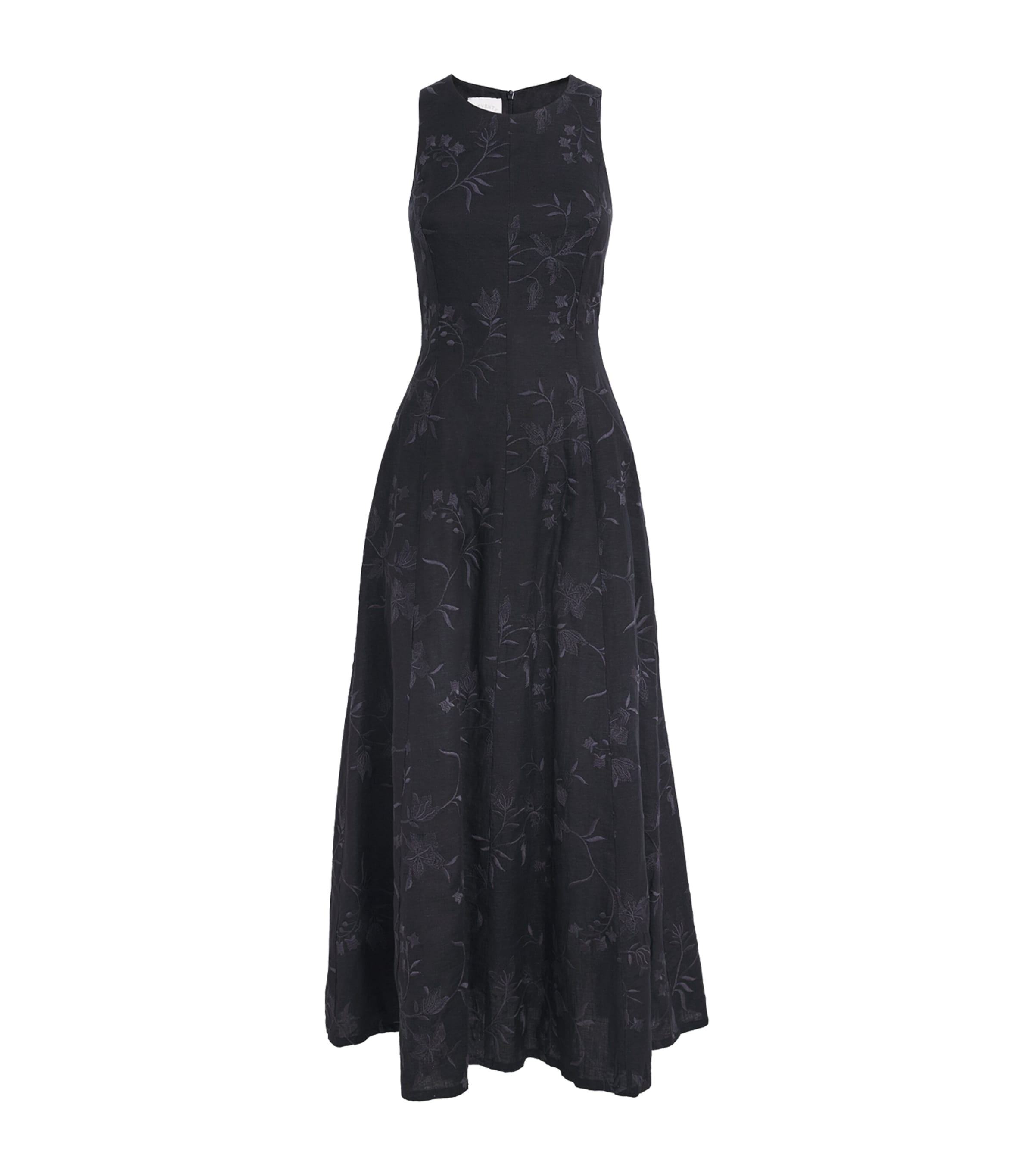 Eleventy Womens x Harrods Linen Floral-Embroidered Dress Nero Image 1