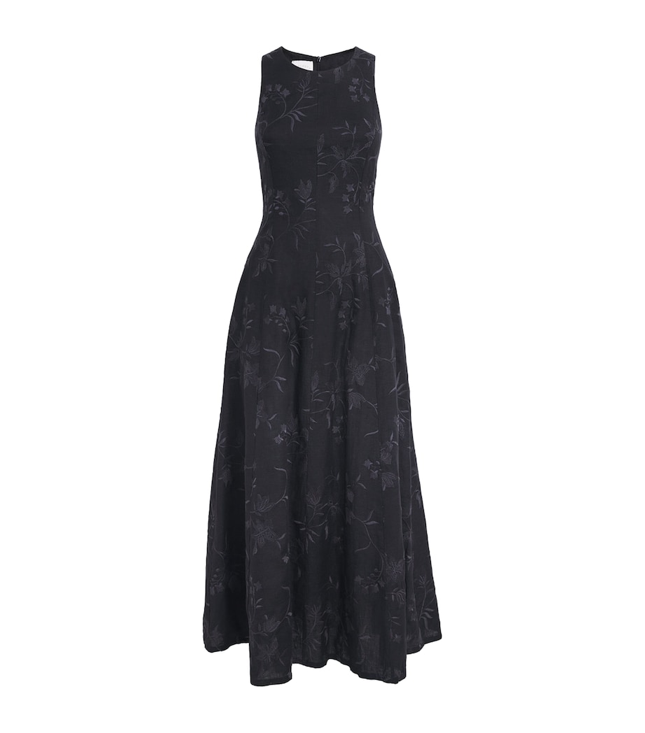 x Harrods Linen Floral-Embroidered Dress NERO Image 1