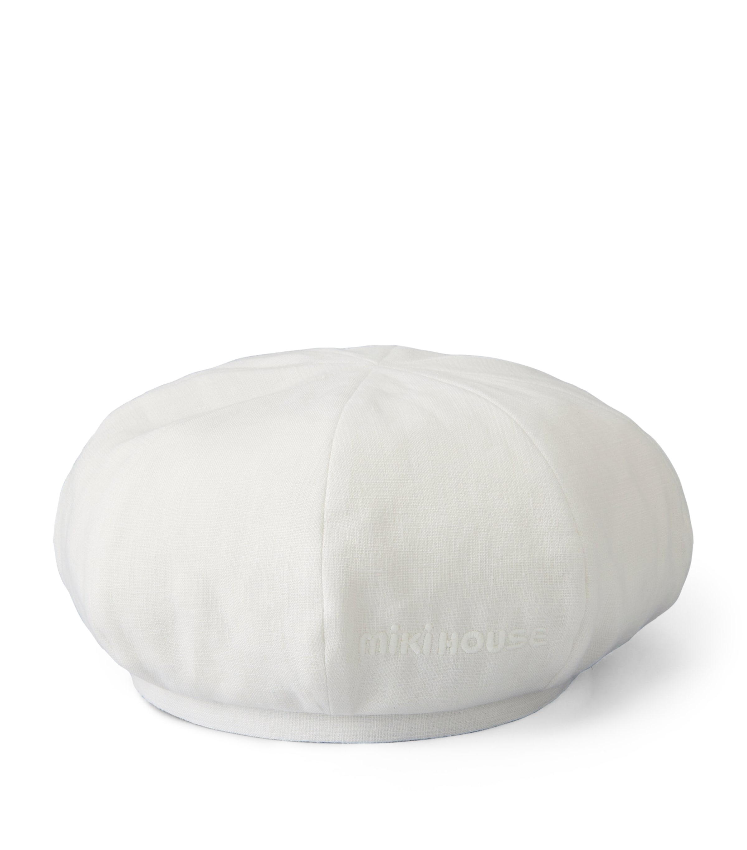 Miki House Kids' Embroidered-logo Flax Beret In White