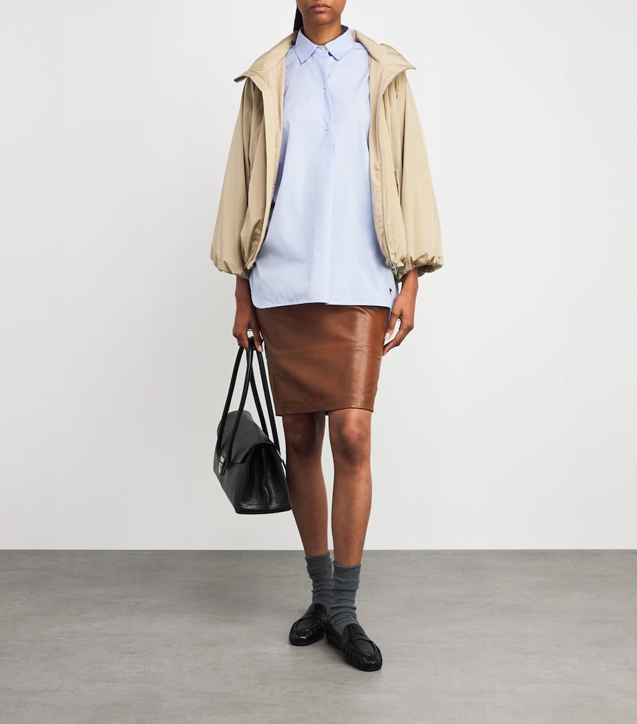 Lambskin Midi Skirt TOBACCO Image 2