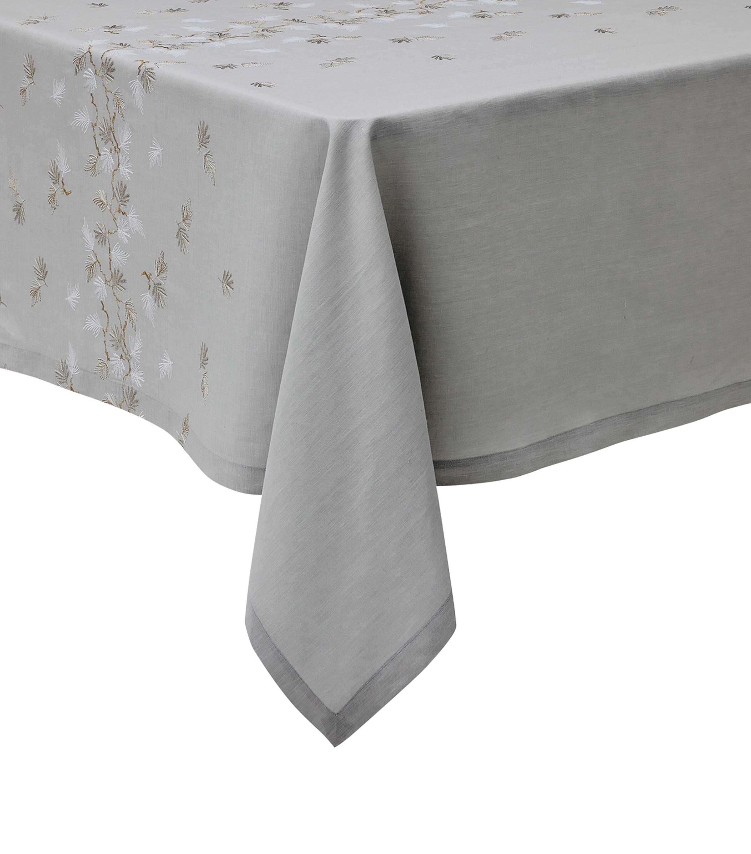 Alexandre Turpault Linen Embroidered Tablecloth In Silver