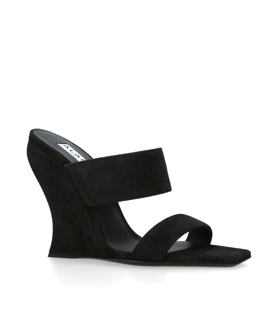 Suede Wedge Mules 110 BLACK Image 3