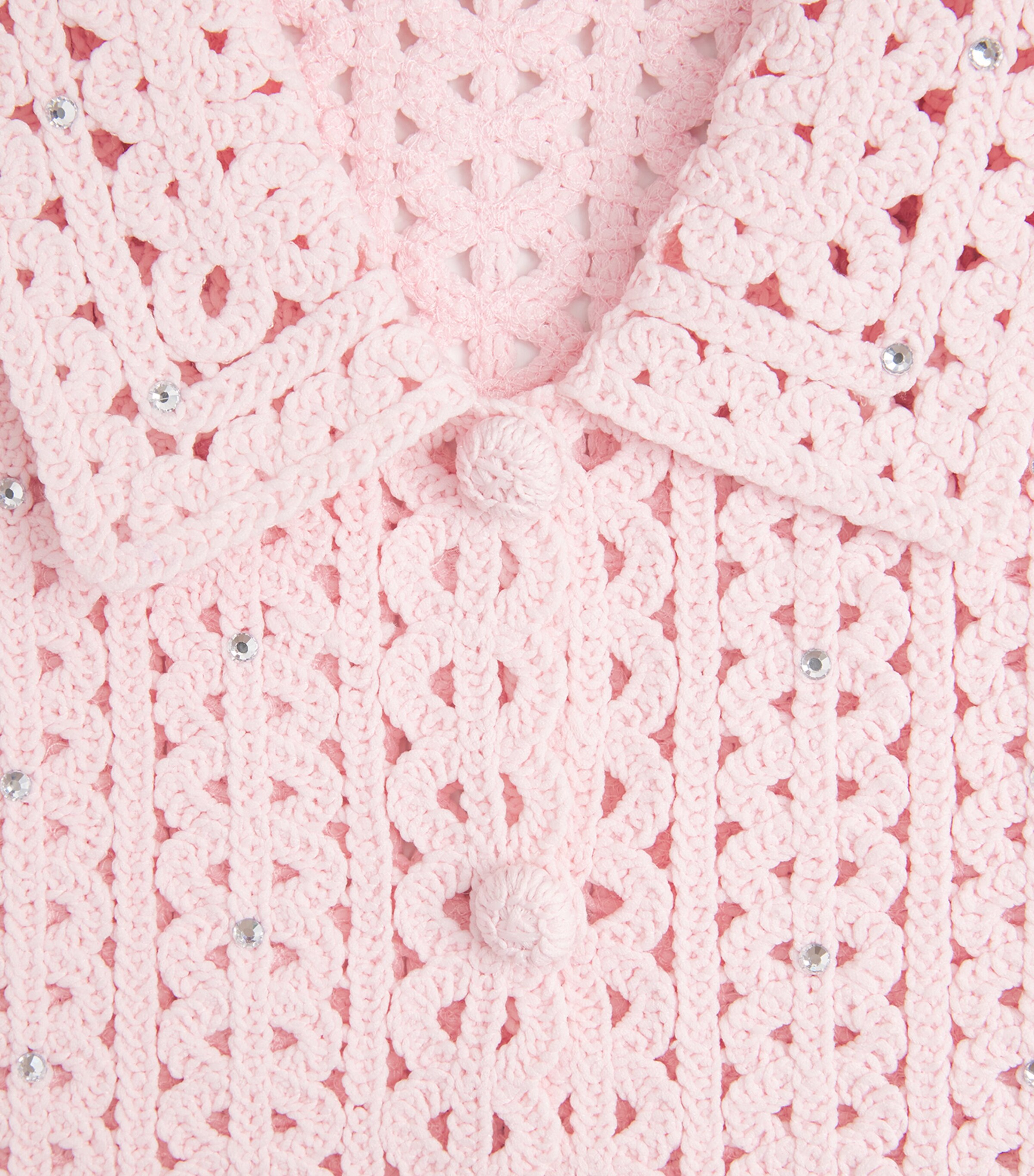 Maje Womens Openwork Embellished Cropped Cardigan Pink Image 6