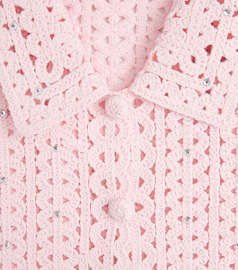 Maje Womens Openwork Embellished Cropped Cardigan Pink Image 6