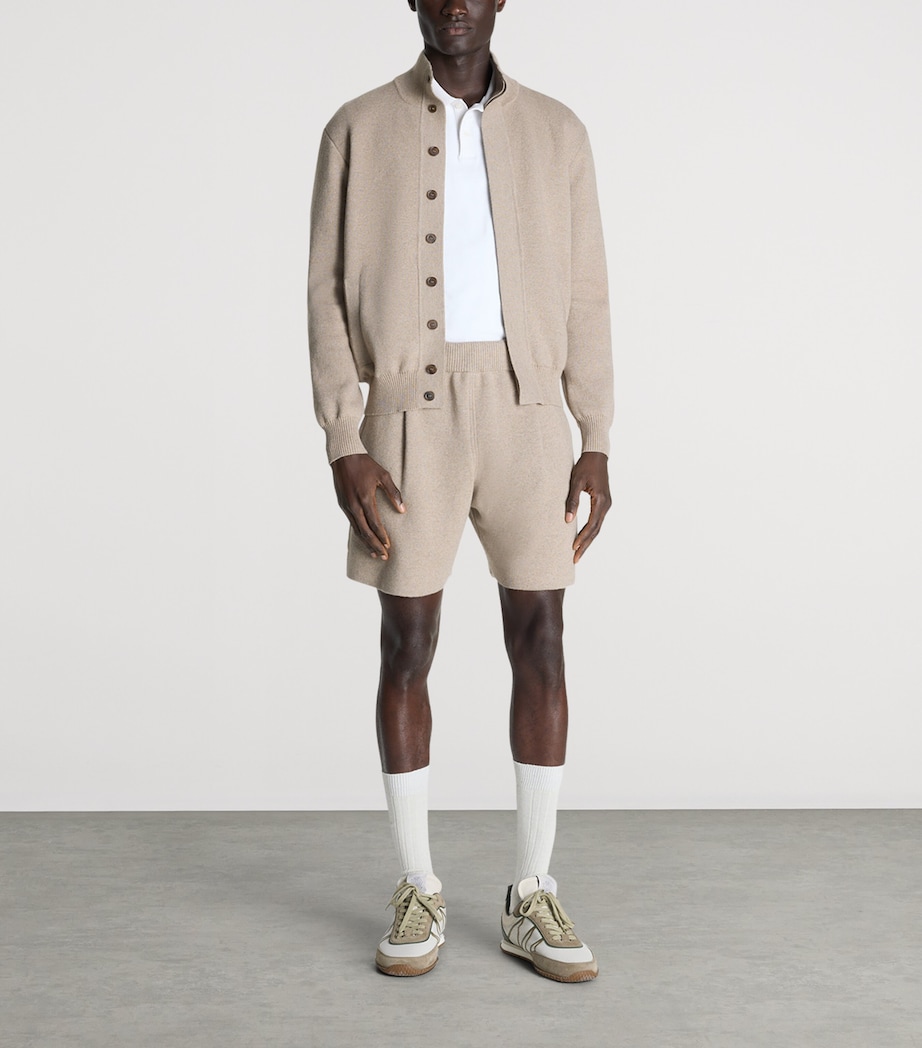 Dunhill Mens Cotton-Cashmere Athluxury Bomber Jacket Natural Image 2