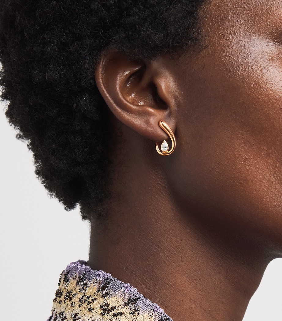 Yellow Gold and Diamond Loop Earrings YELLOW GOLD Image 2