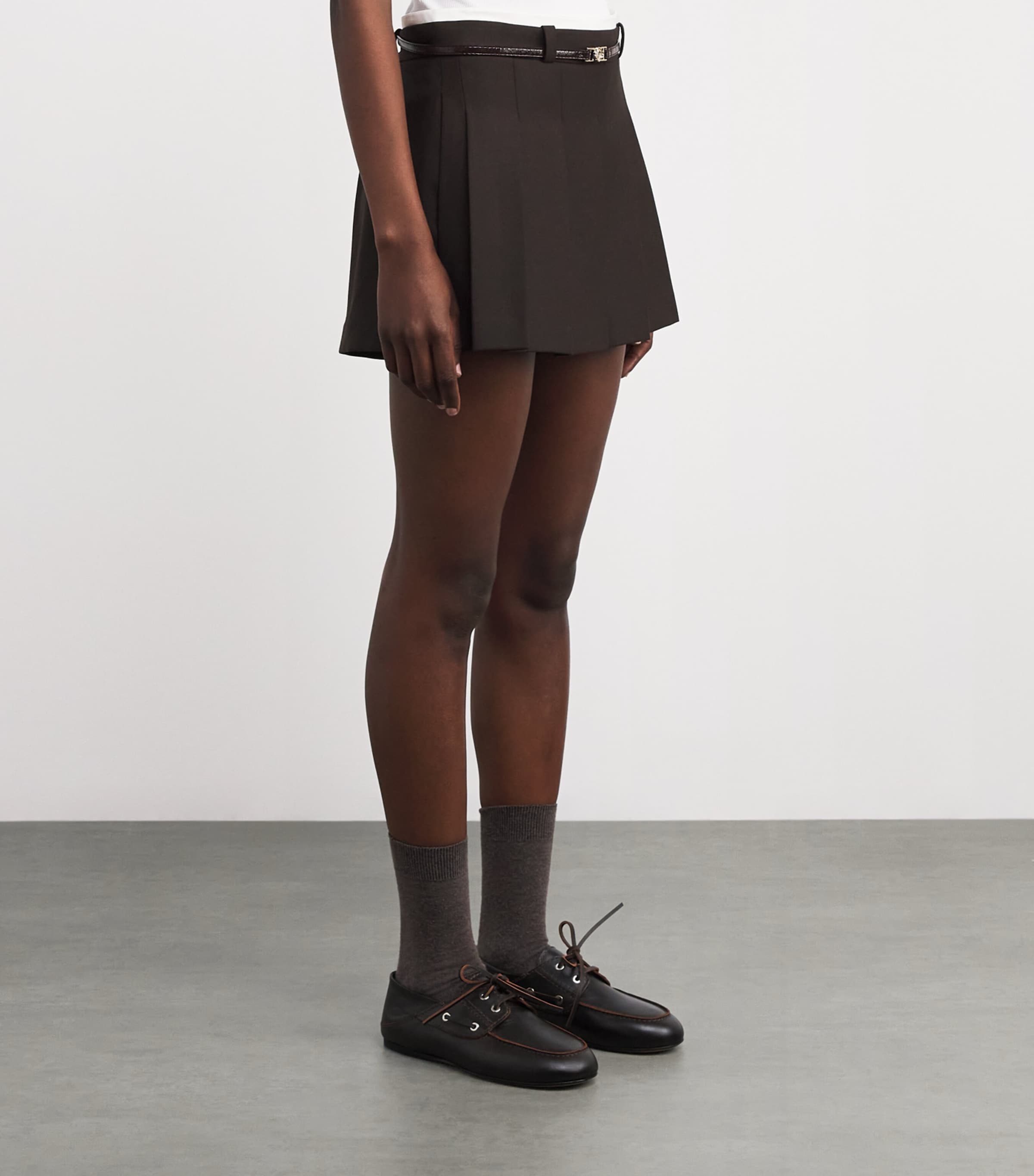 Pleated Mini Skort BROWN Image 3