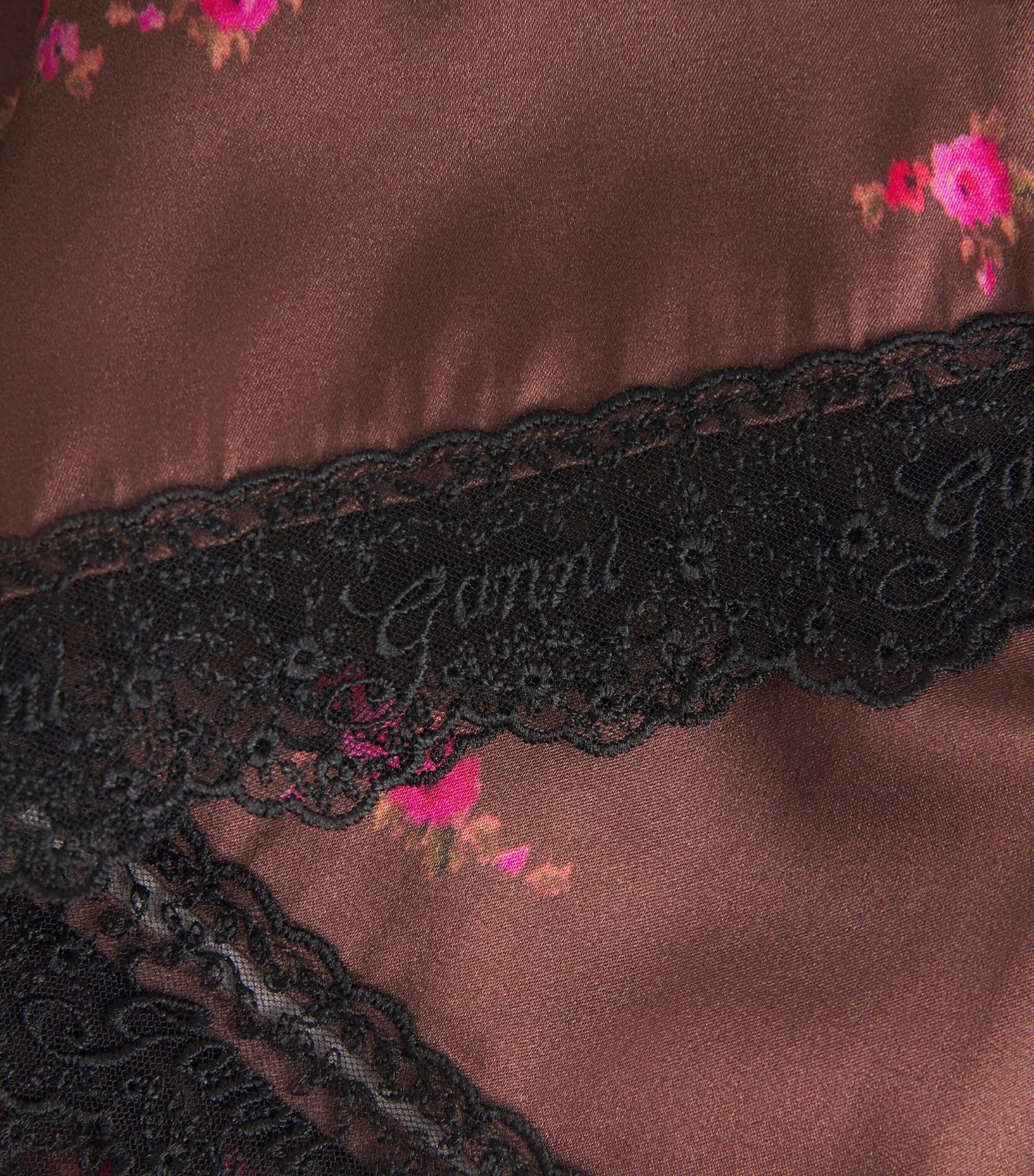 GANNI Womens Satin Floral Lace-Trimmed Shorts Tiramisu Image 6
