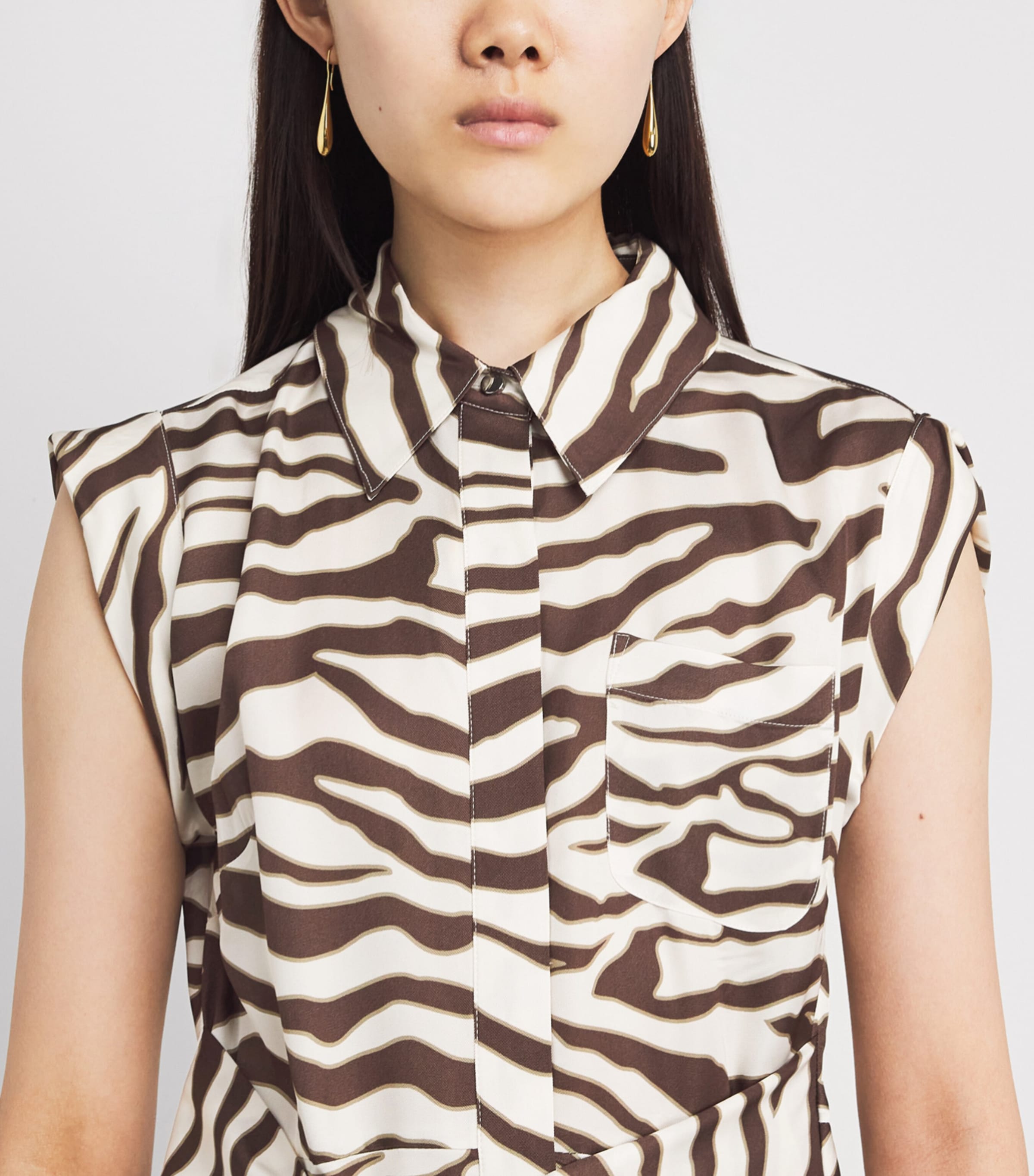 Toccin Womens Zebra Serena Midi Shirt Dress Natural Zebra Image 5