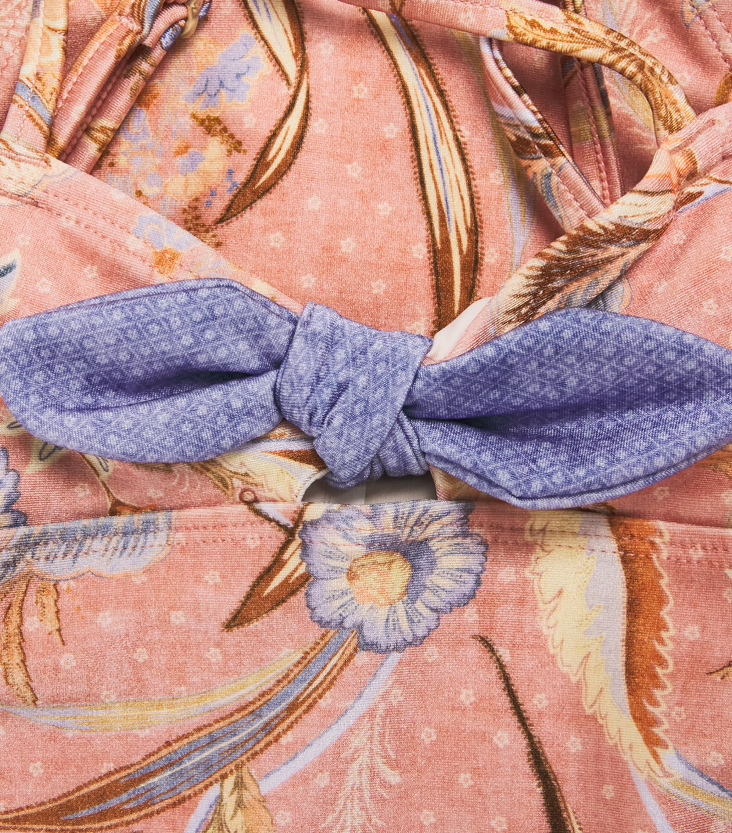 Zimmermann Kids Bow-Detail Indra Swimsuit (2-12 Years) Pink Scarf Floral Image 3