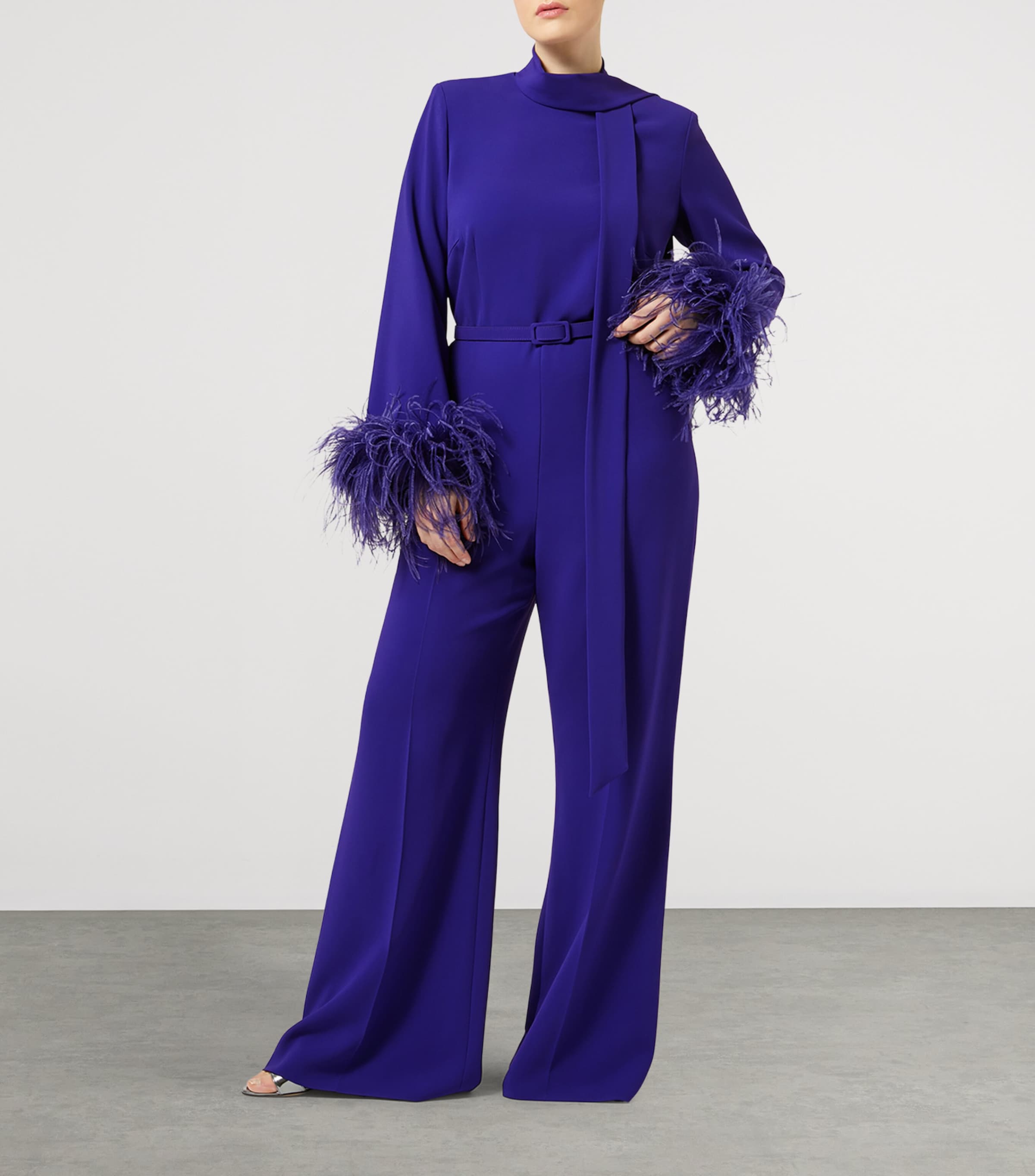 Feather-Trim Jumpsuit PURPLE Image 2