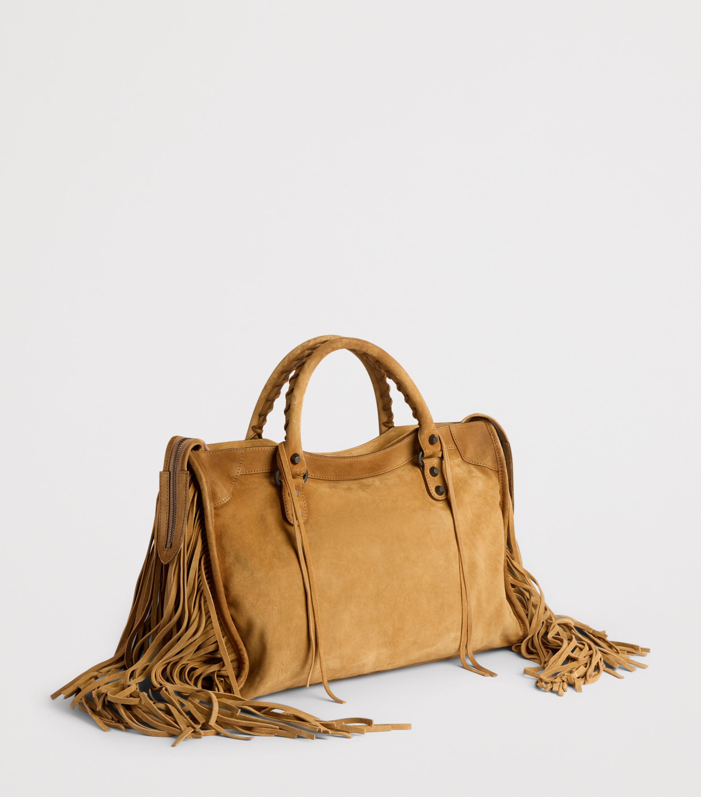 Balenciaga Small Suede Fringe Le City Top-Handle Bag Image 5