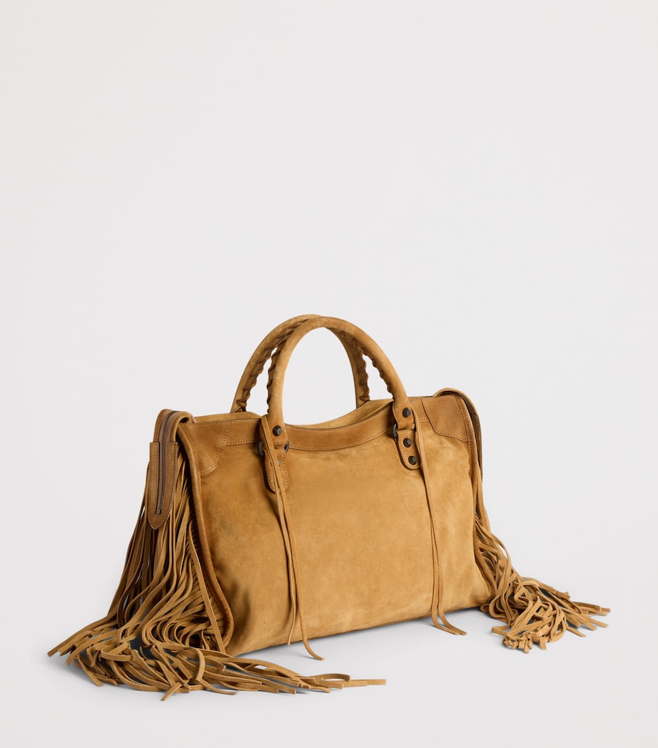 Balenciaga Small Suede Fringe Le City Top-Handle Bag Image 5