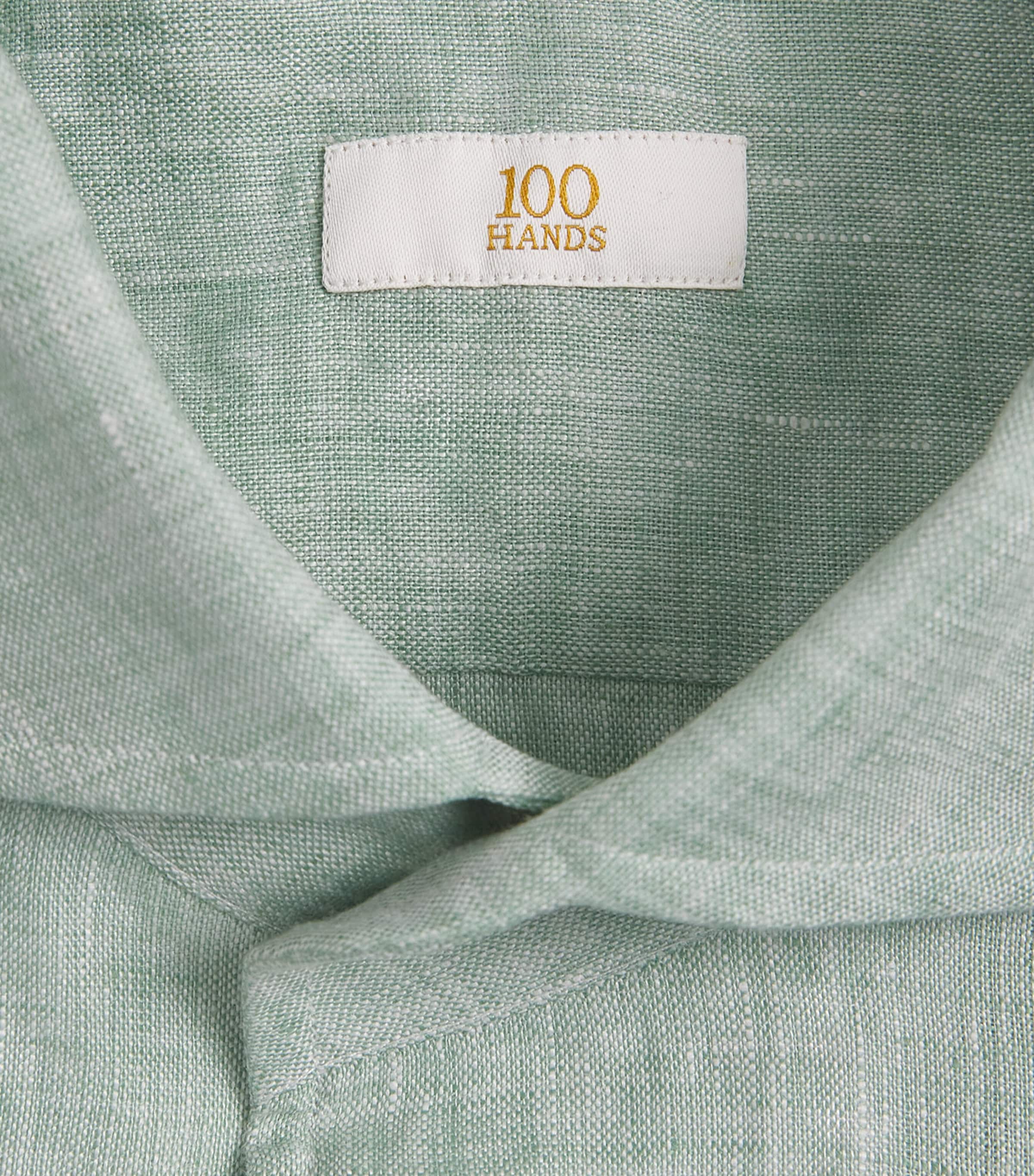 100HANDS Mens Linen Shirt Green Image 6